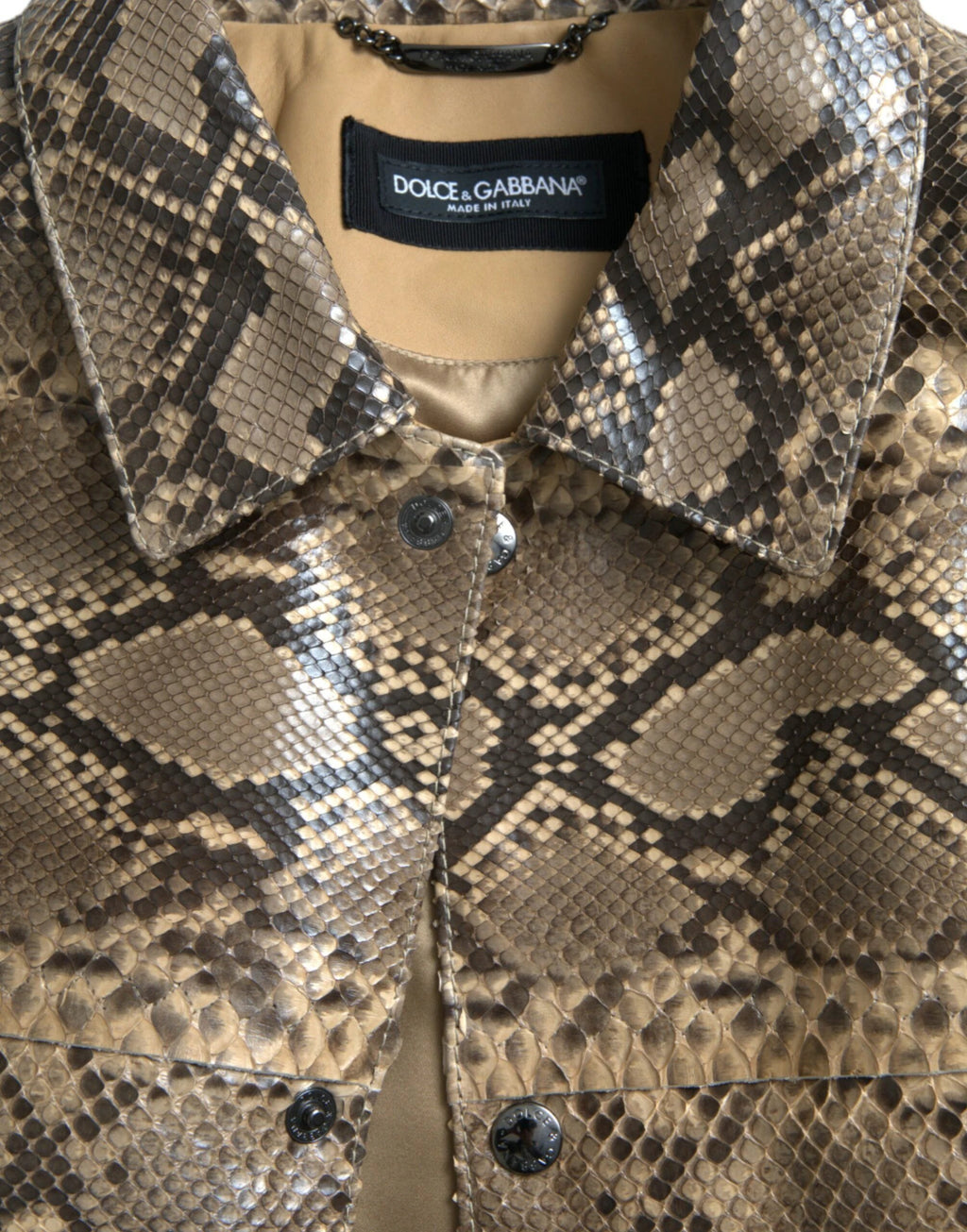 Dolce & Gabbana Beige Exotic Leather Biker Blouson Jacket by Dolce & Gabbana