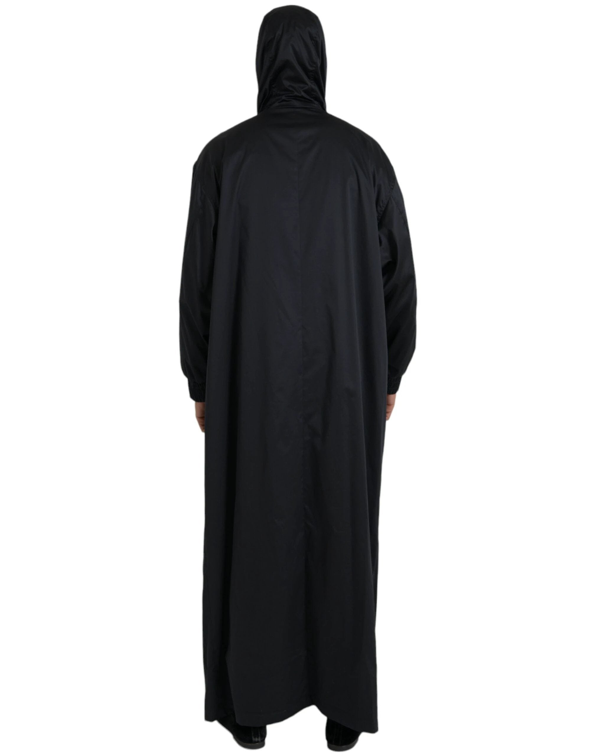 Dolce & Gabbana Black Polyester Hooded Long Windbreaker Jacket by Dolce & Gabbana