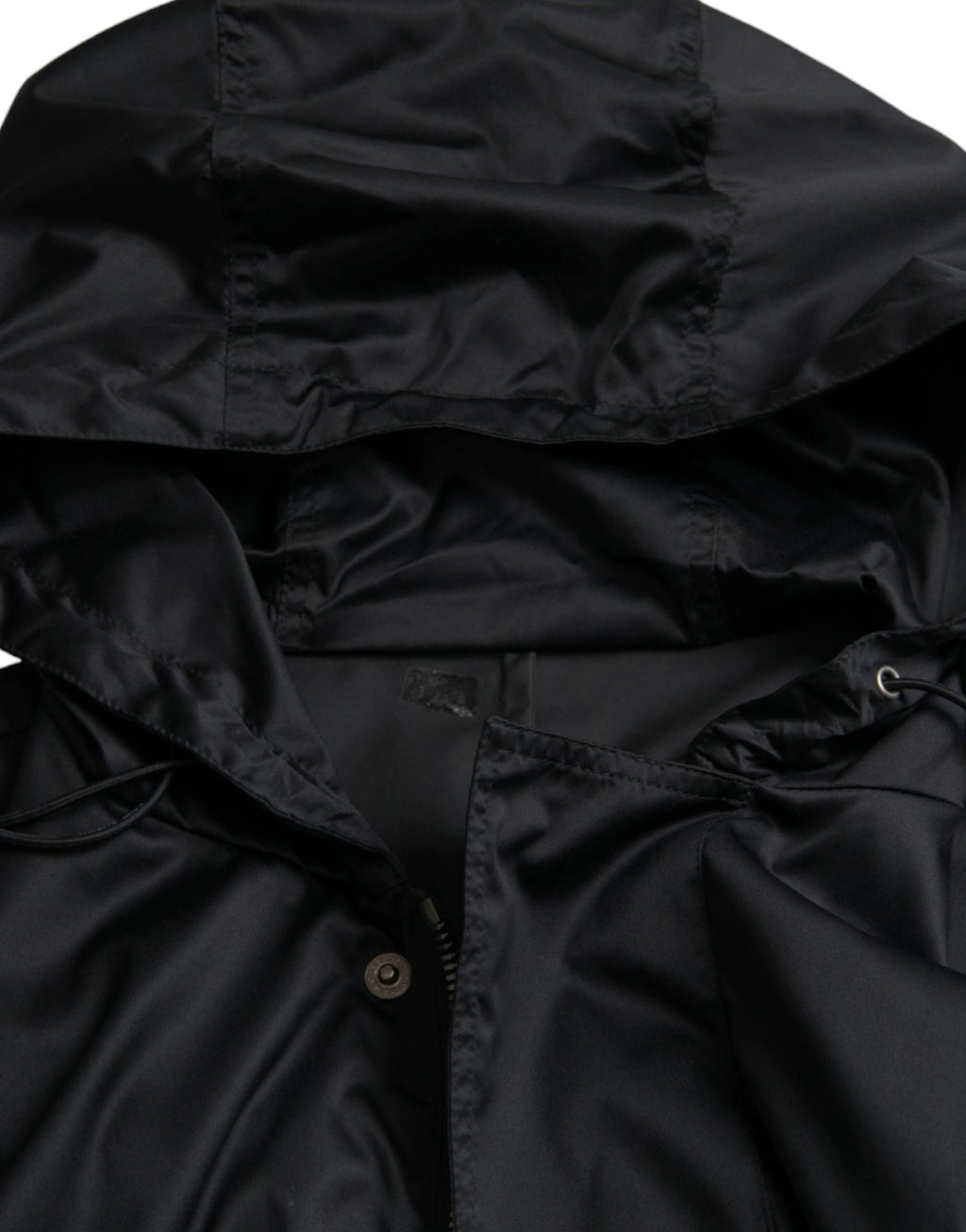 Dolce & Gabbana Black Polyester Hooded Long Windbreaker Jacket by Dolce & Gabbana