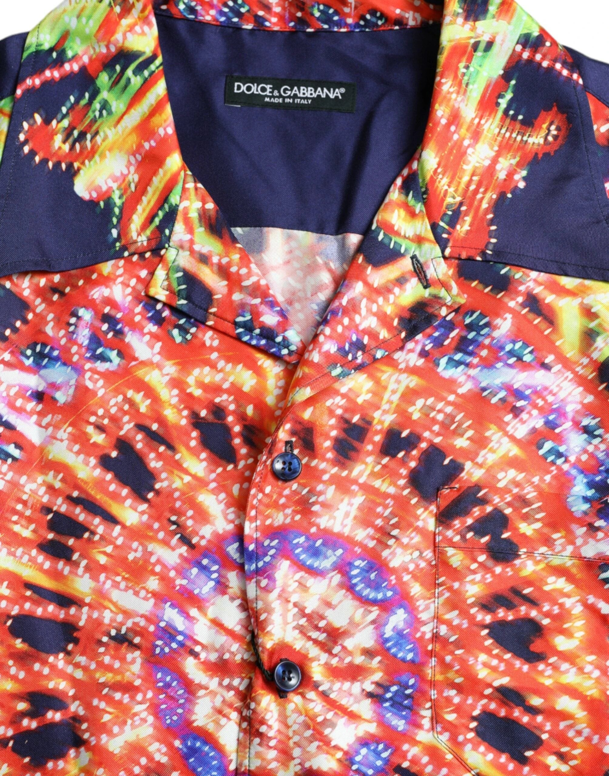 Dolce & Gabbana Multicolor Luminarie Silk Casual Shirt by Dolce & Gabbana