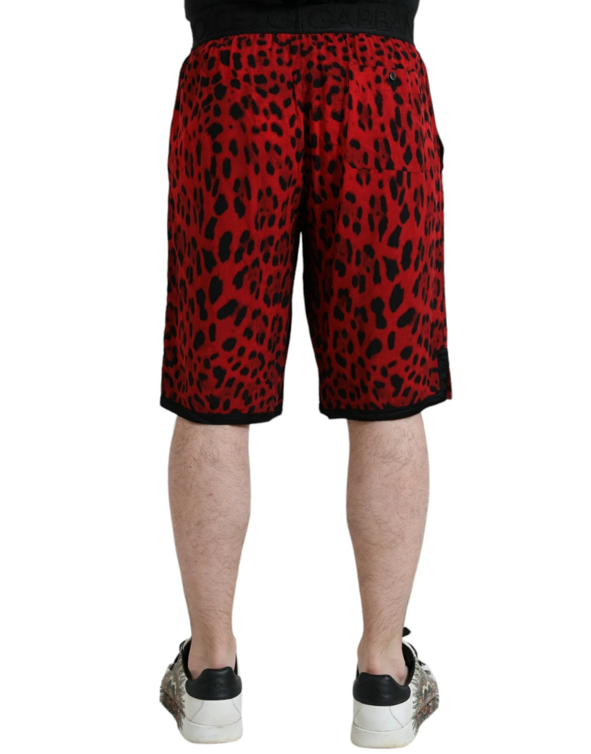 Dolce & Gabbana Red Leopard Print Viscose Bermuda Shorts by Dolce & Gabbana