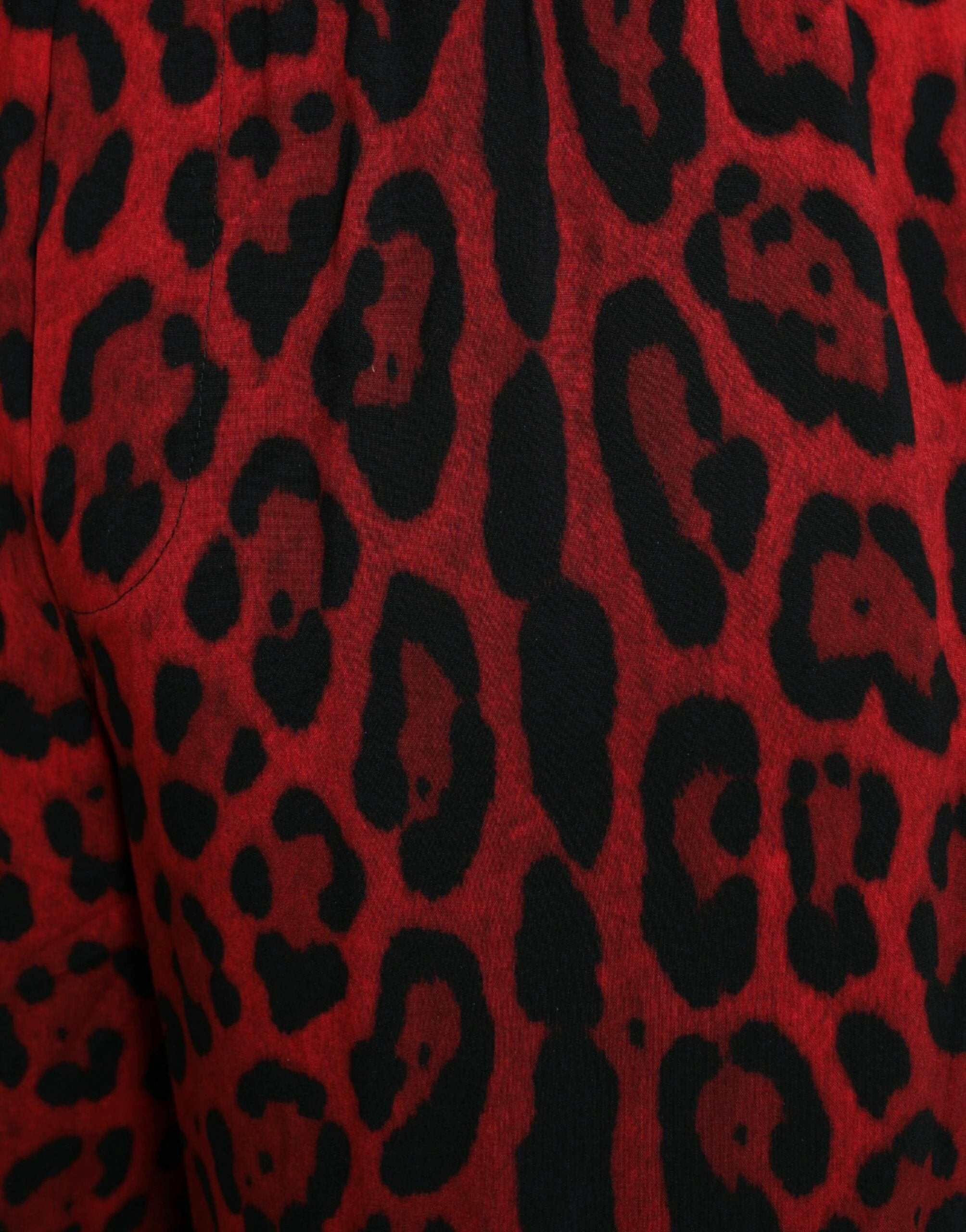 Dolce & Gabbana Red Leopard Print Viscose Bermuda Shorts by Dolce & Gabbana