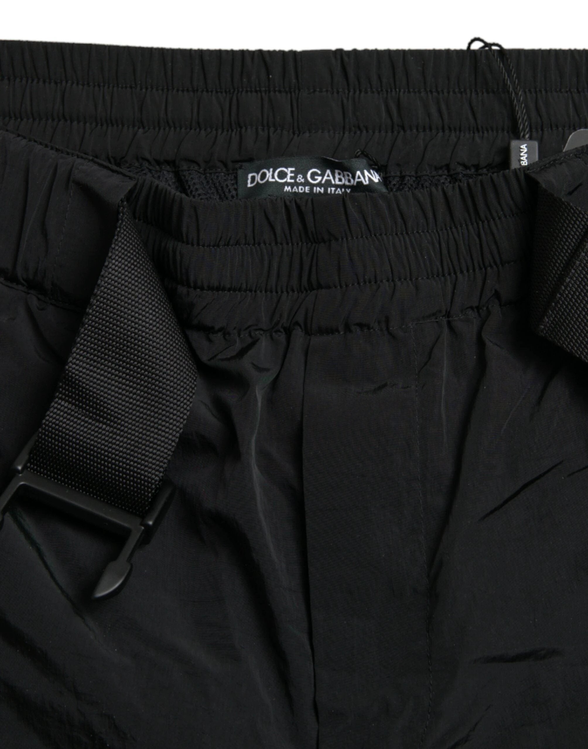 Dolce & Gabbana Black Red Leopard Print Nylon Jogger Pants by Dolce & Gabbana