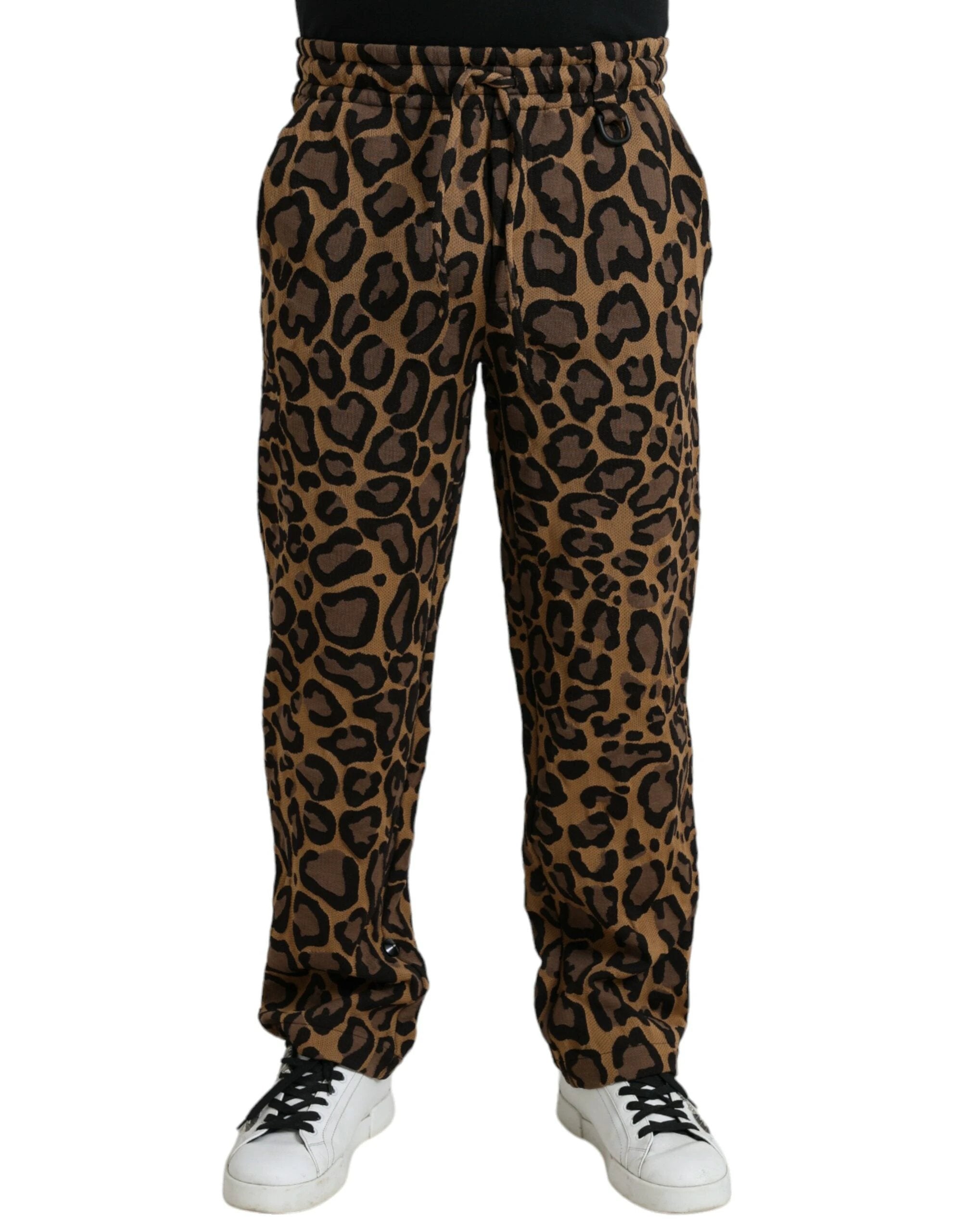 Dolce & Gabbana Brown Leopard Print Polyester Jogger Pants by Dolce & Gabbana