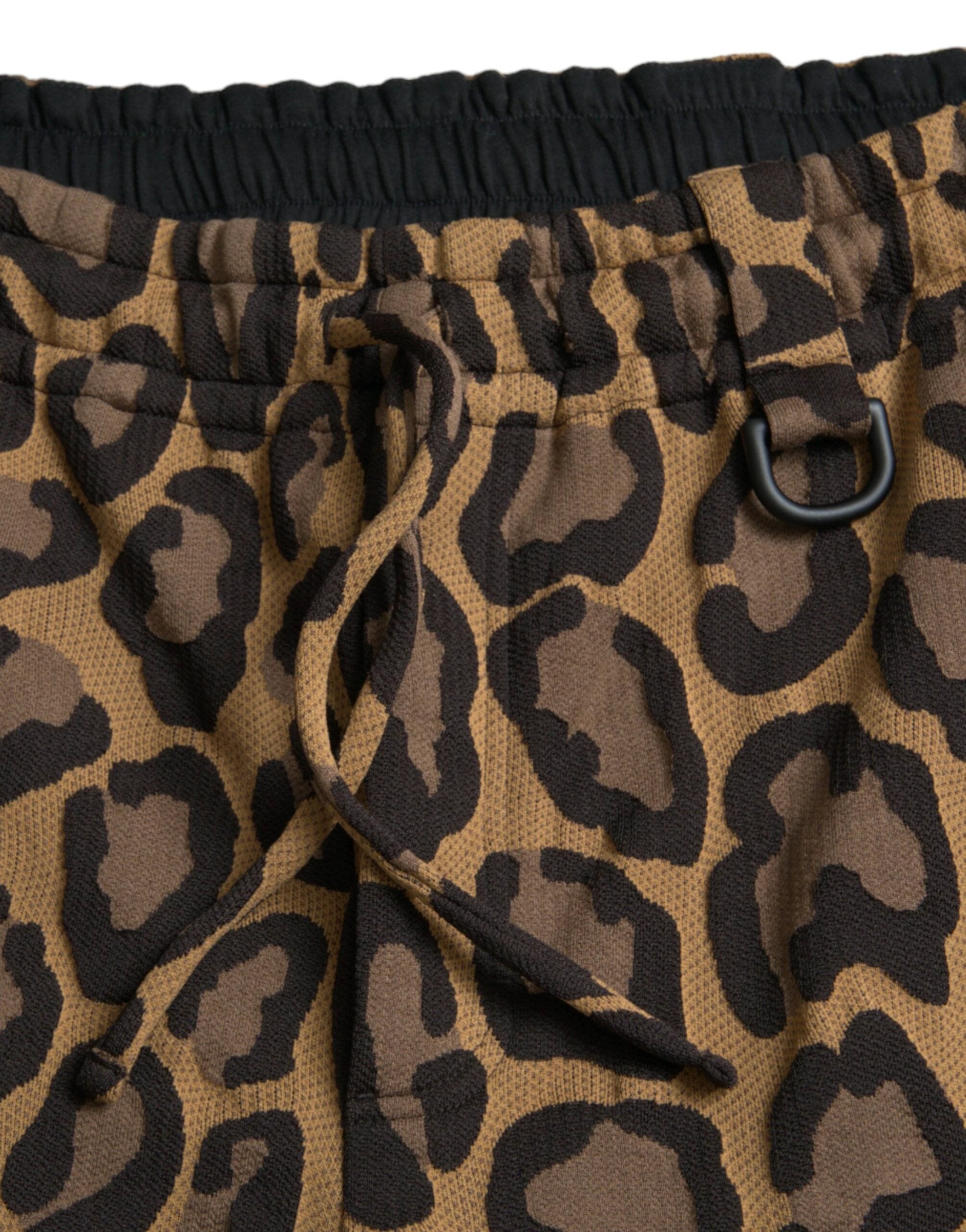 Dolce & Gabbana Brown Leopard Print Polyester Jogger Pants by Dolce & Gabbana