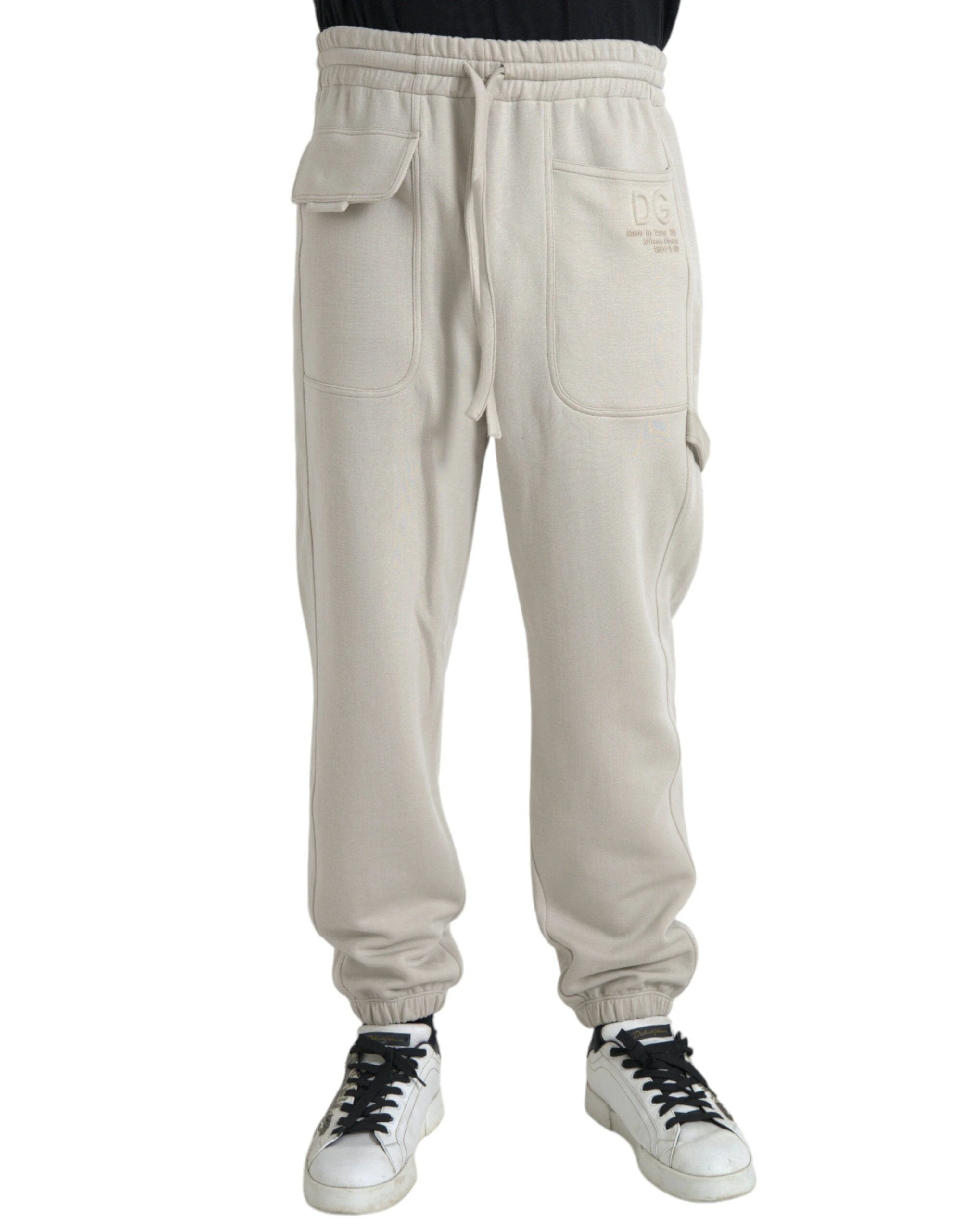 Dolce & Gabbana Off White Viscose Cargo Jogger Sweatpants Pants by Dolce & Gabbana