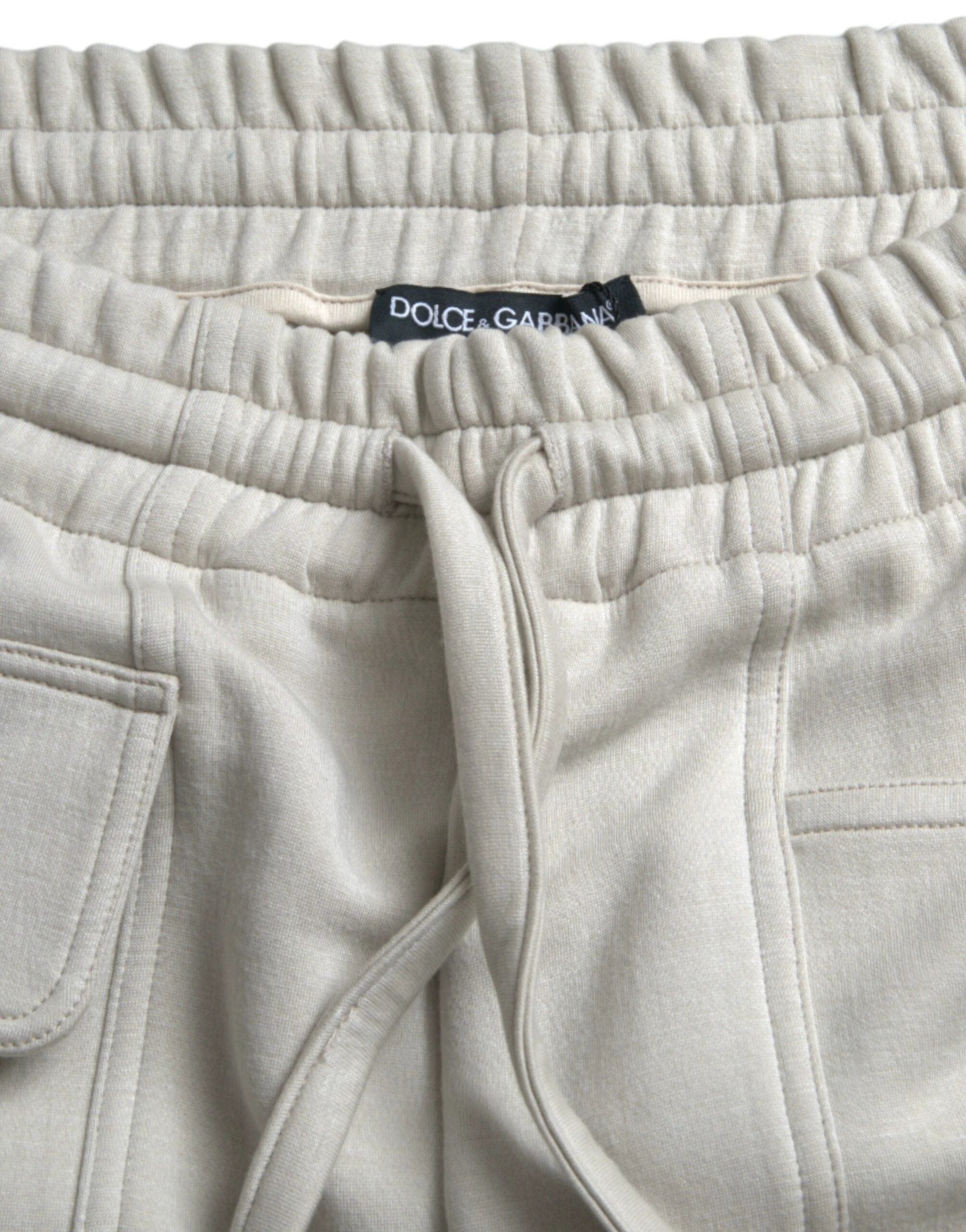 Dolce & Gabbana Off White Viscose Cargo Jogger Sweatpants Pants by Dolce & Gabbana