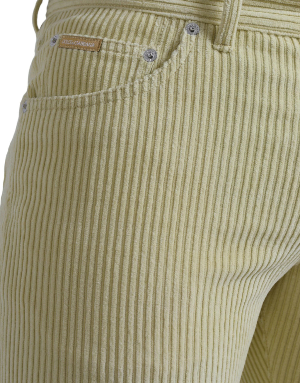 Dolce & Gabbana Yellow Corduroy Logo Plaque Skinny Denim Jeans by Dolce & Gabbana