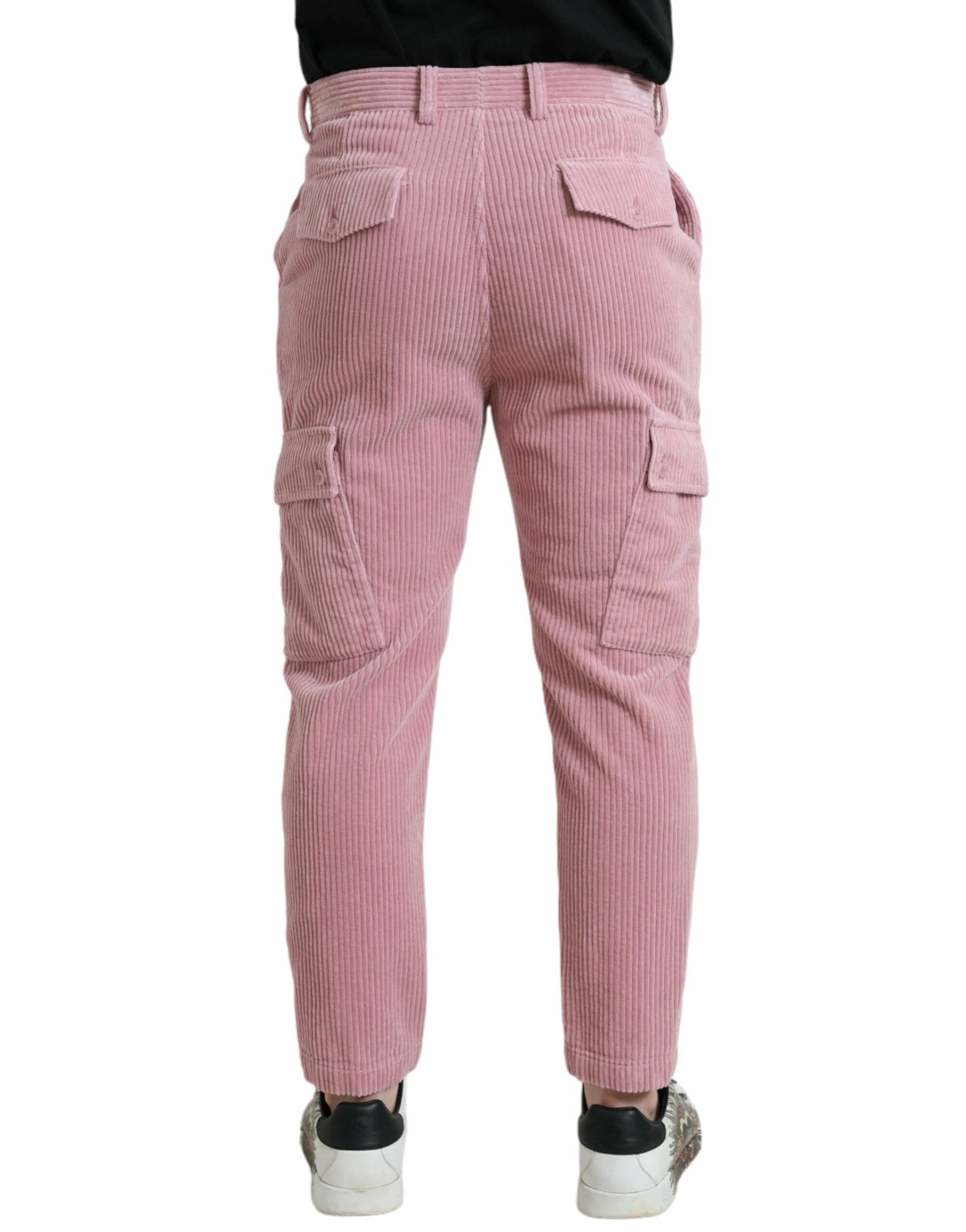 Dolce & Gabbana Pink Corduroy Cotton Stretch Skinny Cargo Jeans by Dolce & Gabbana