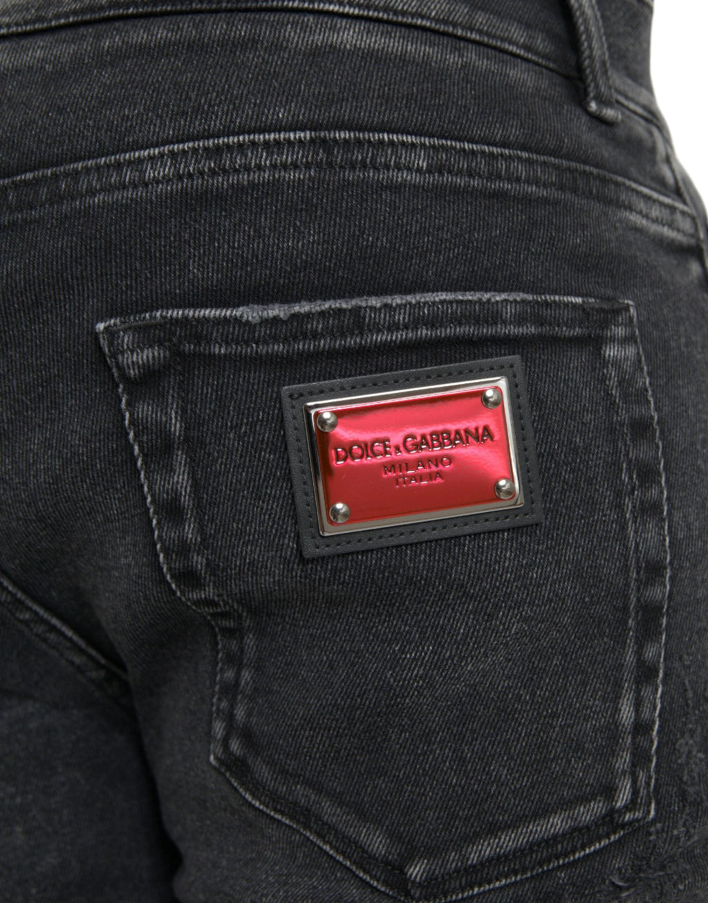 Dolce & Gabbana Gray Cotton Stretch Skinny Denim Logo Jeans by Dolce & Gabbana