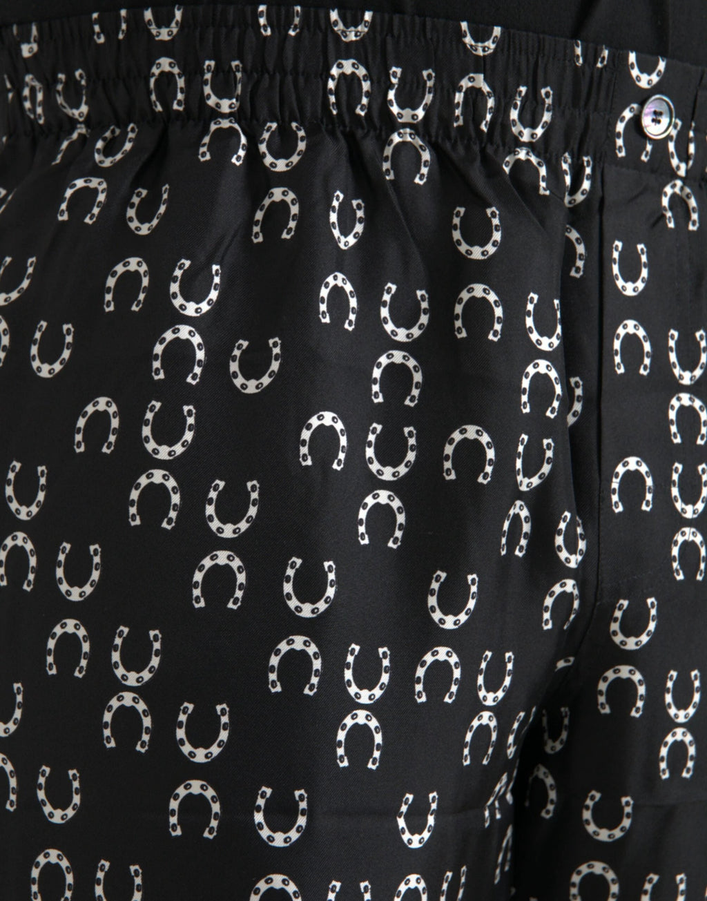 Dolce & Gabbana Black Horseshoe Print Silk Pants by Dolce & Gabbana