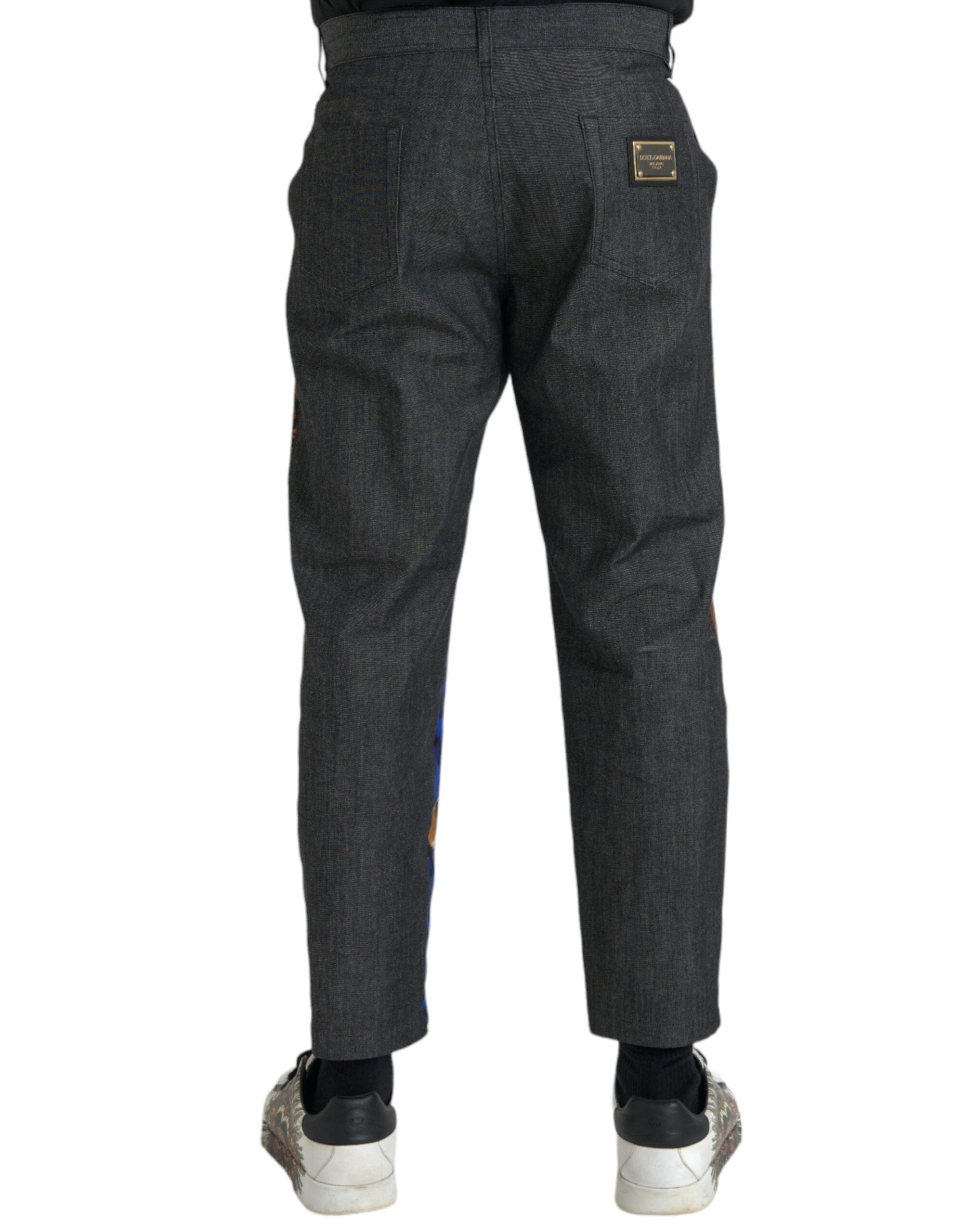 Dolce & Gabbana Multicolor Tiger Leopard Cotton Loose Tapered Pants by Dolce & Gabbana