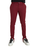 Dolce & Gabbana Red Wool Men Slim Fit Dress Pants by Dolce & Gabbana