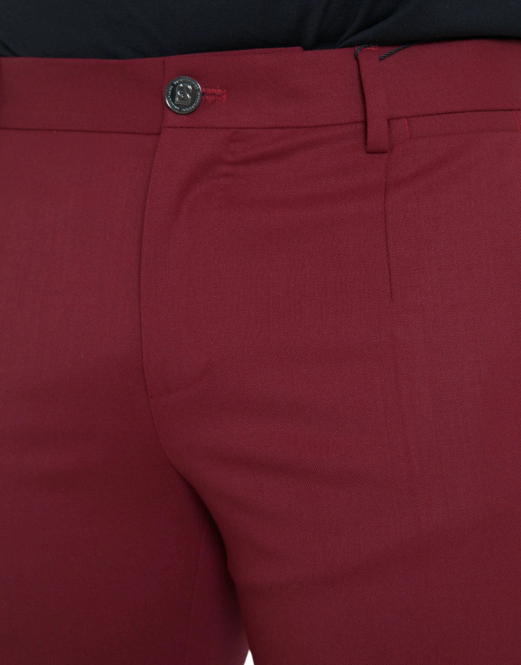 Dolce & Gabbana Red Wool Men Slim Fit Dress Pants by Dolce & Gabbana