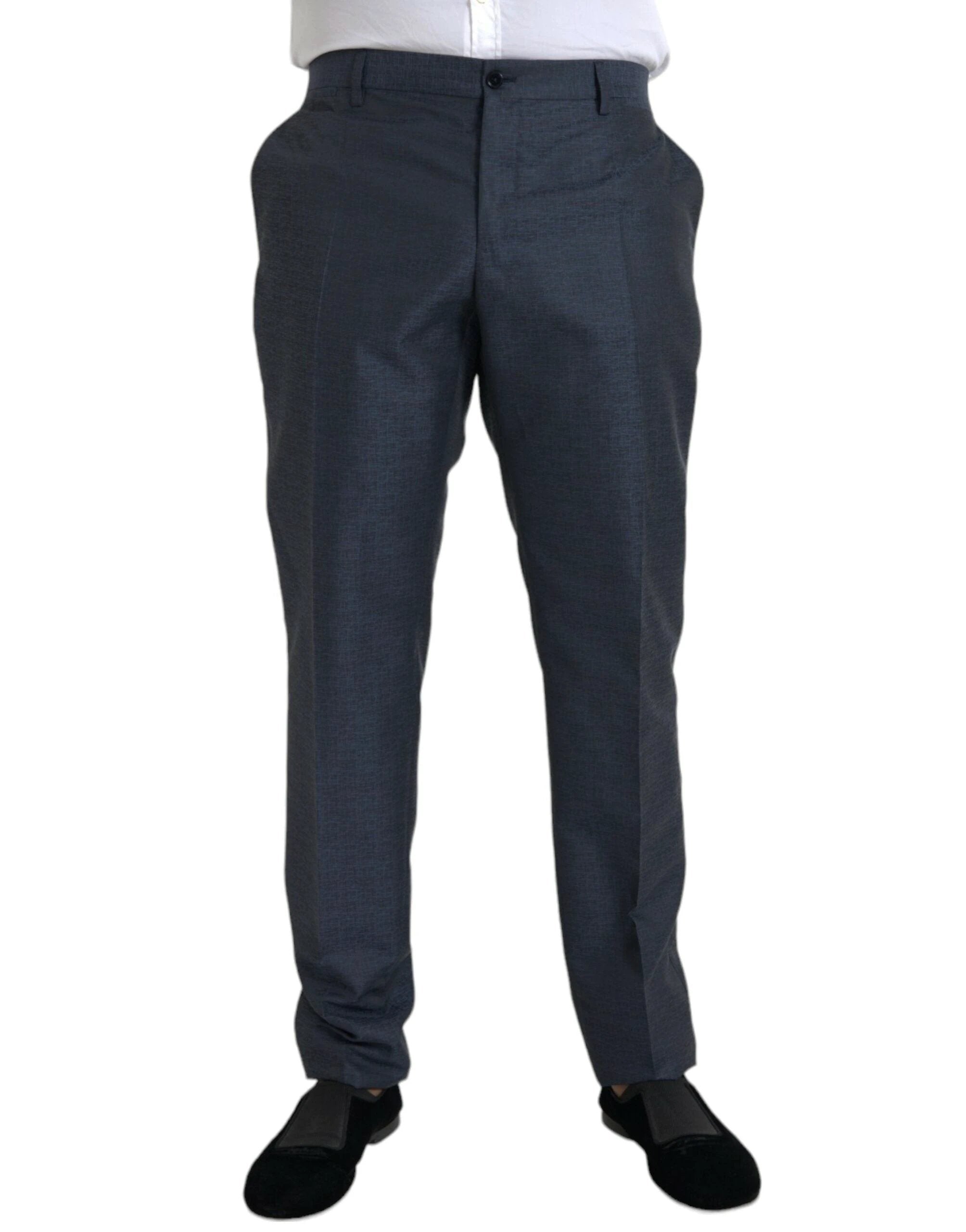 Dolce & Gabbana Blue Wool Men Skinny Dress Pants by Dolce & Gabbana