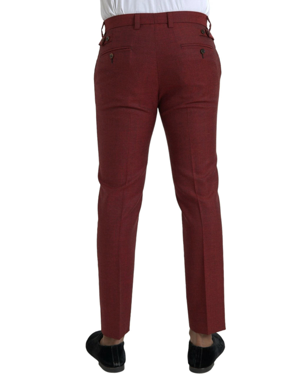 Dolce & Gabbana Maroon Wool Men Skinny Dress Pants by Dolce & Gabbana