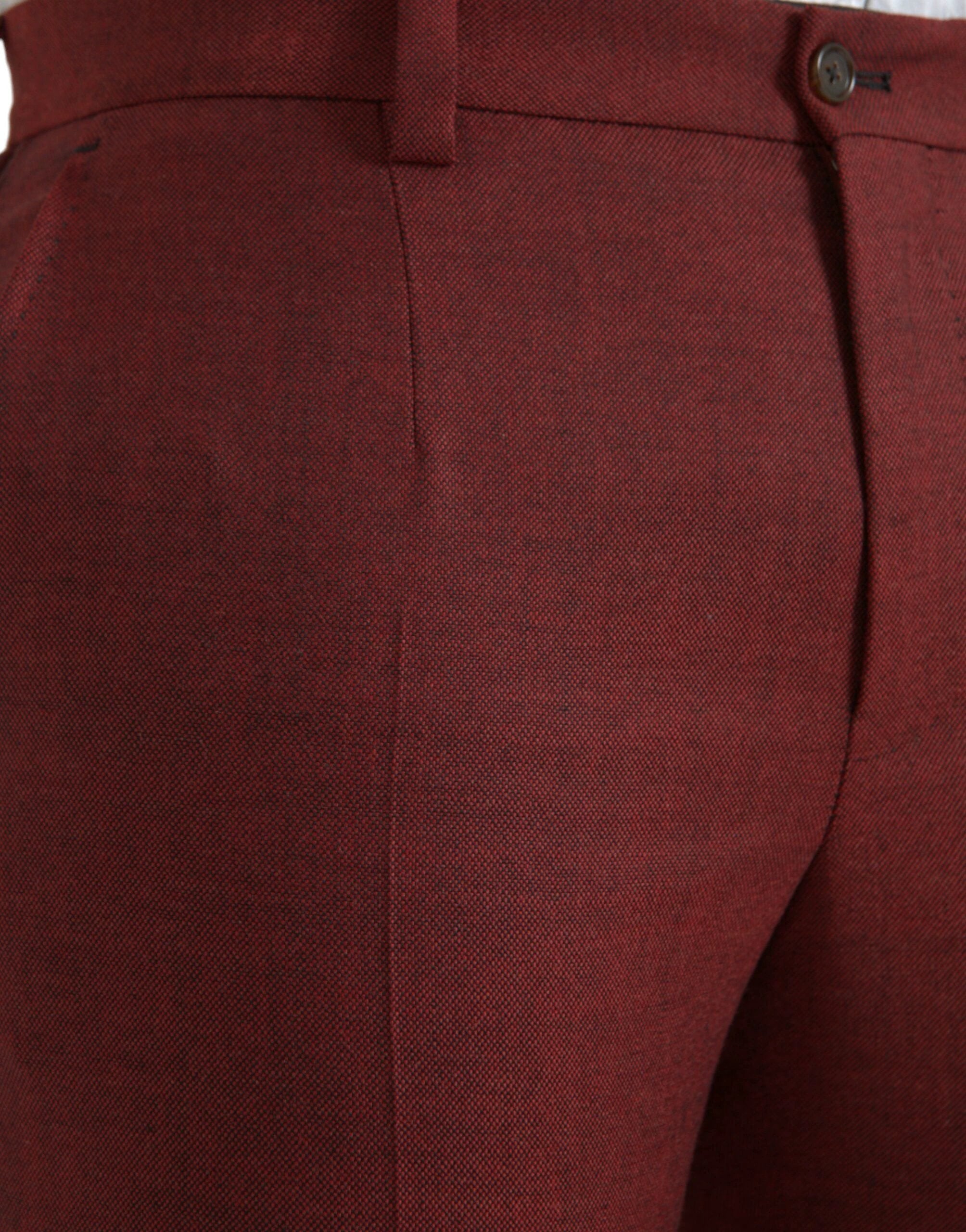 Dolce & Gabbana Maroon Wool Men Skinny Dress Pants by Dolce & Gabbana