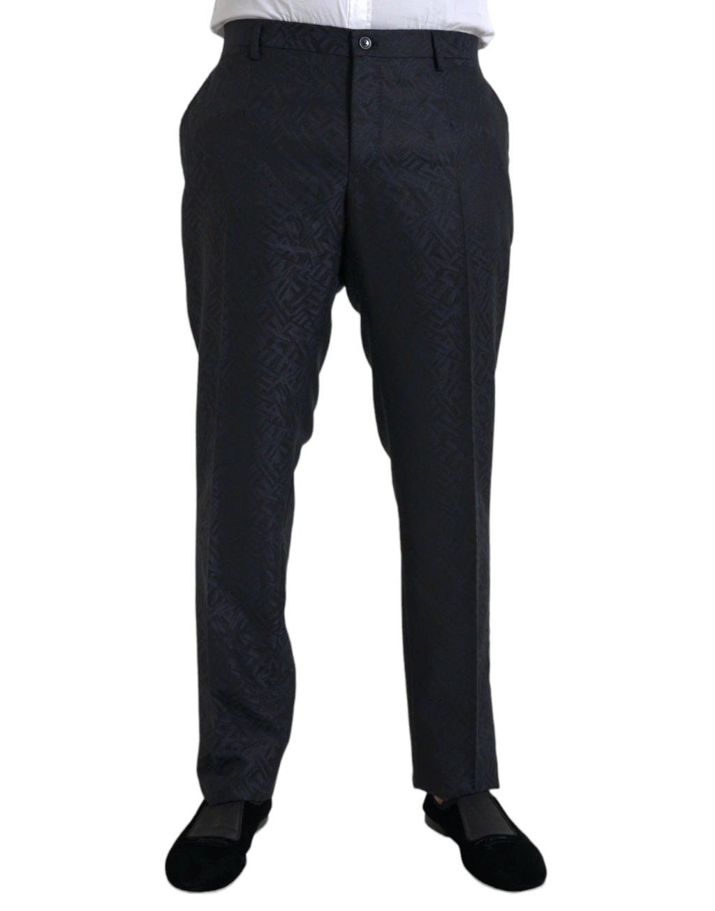 Dolce & Gabbana Blue Brocade Wool Skinny Men Dress Pants by Dolce & Gabbana