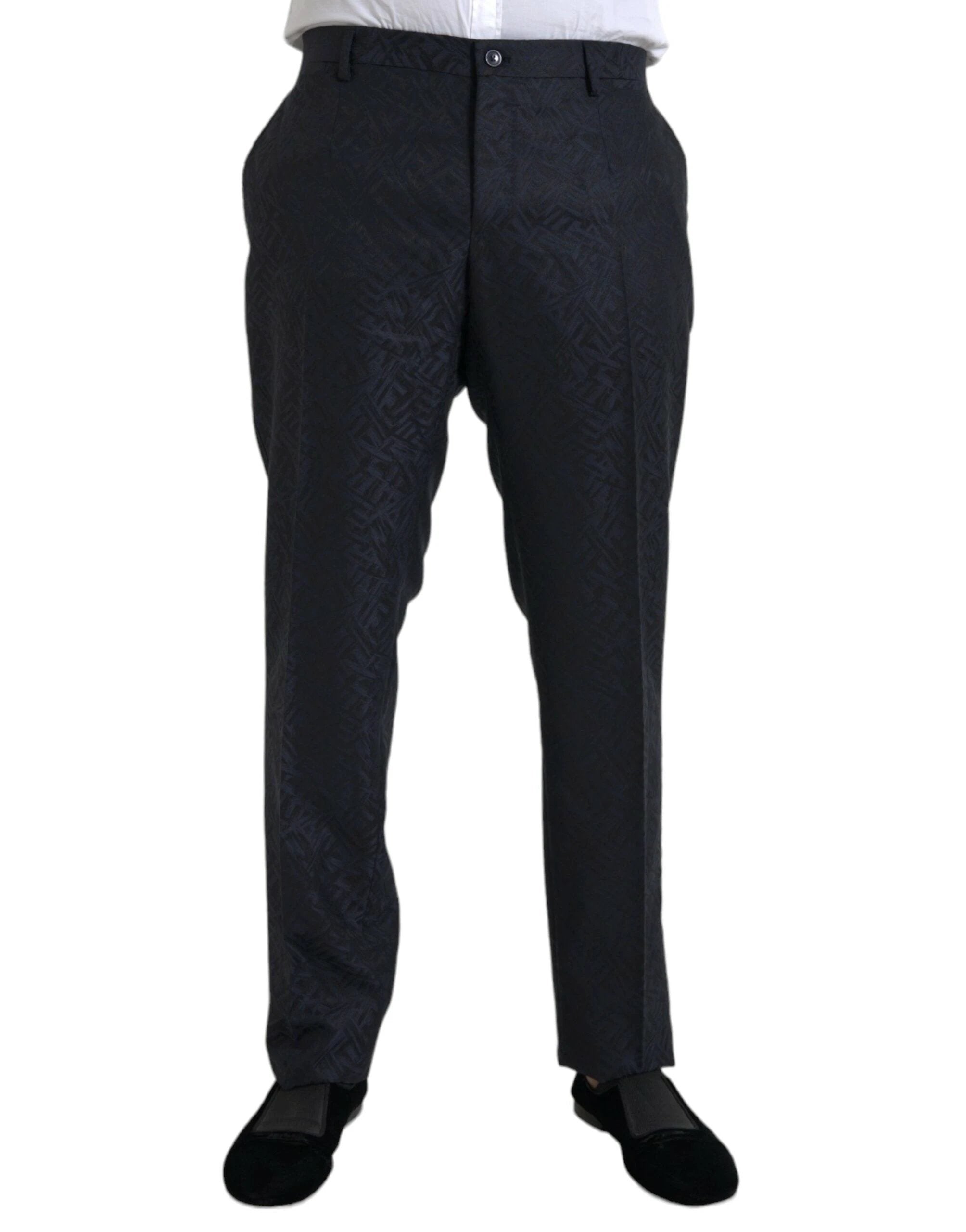 Dolce & Gabbana Blue Brocade Wool Skinny Men Dress Pants by Dolce & Gabbana
