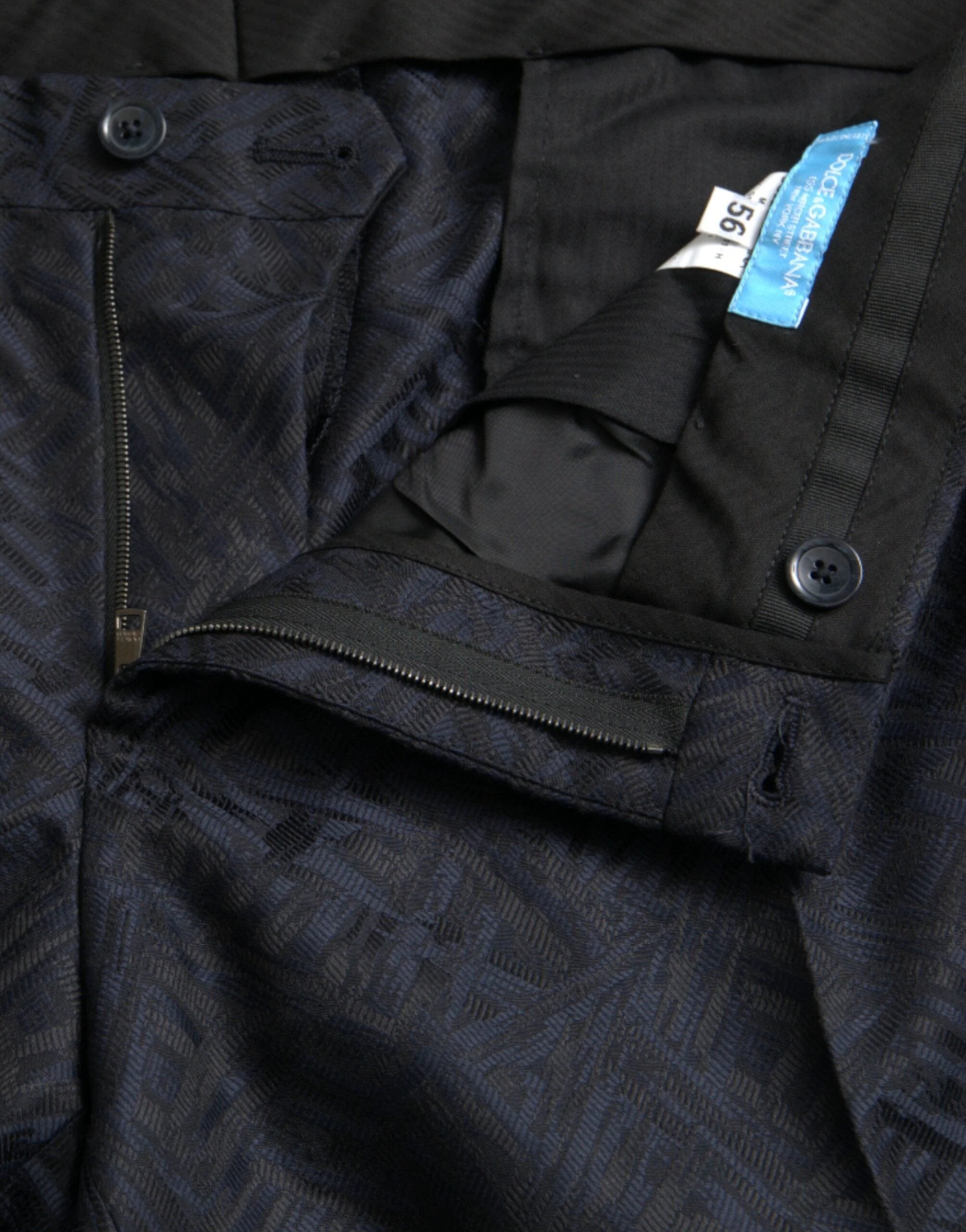 Dolce & Gabbana Blue Brocade Wool Skinny Men Dress Pants by Dolce & Gabbana