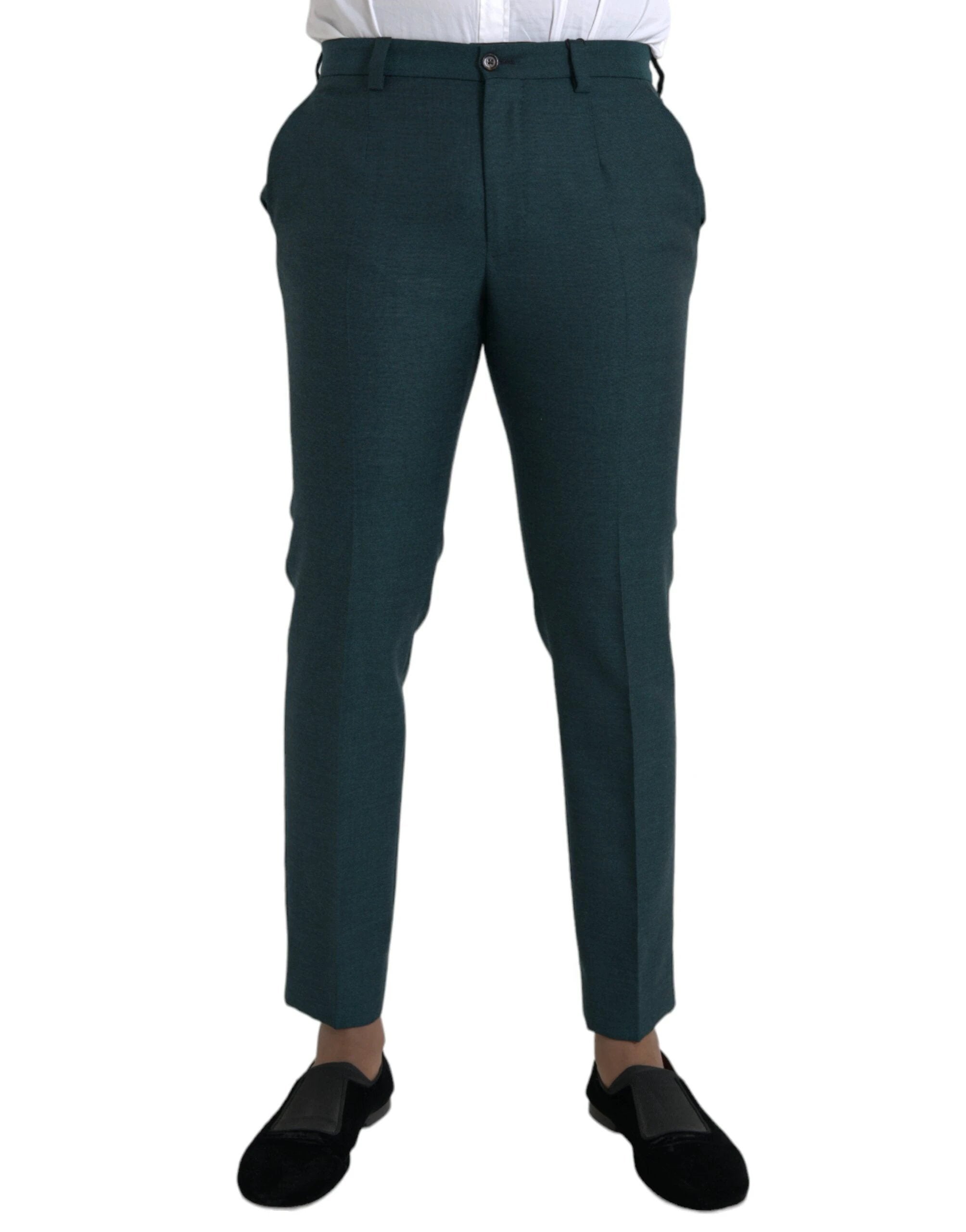 Dolce & Gabbana Green Wool Skinny Slim Dress Pants by Dolce & Gabbana