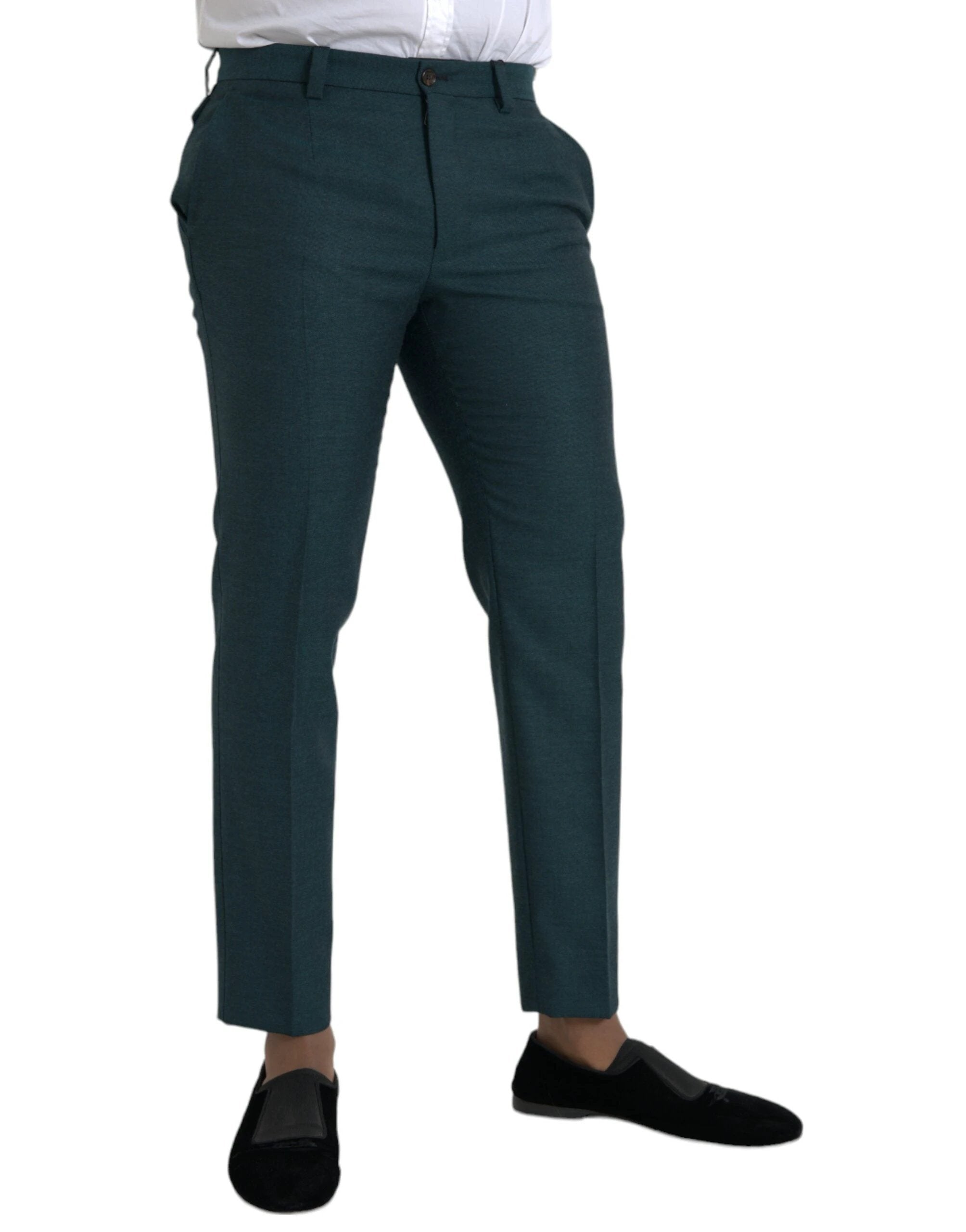 Dolce & Gabbana Green Wool Skinny Slim Dress Pants by Dolce & Gabbana