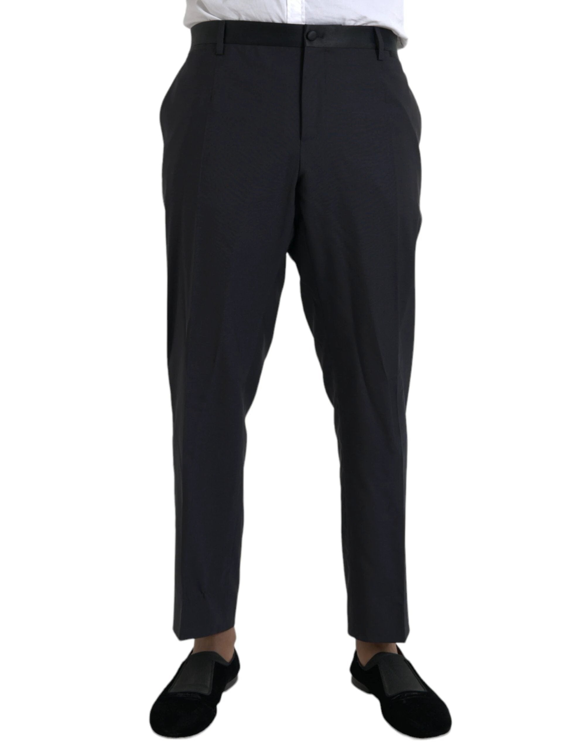 Dolce & Gabbana Blue Wool Men Skinny Dress Pants by Dolce & Gabbana