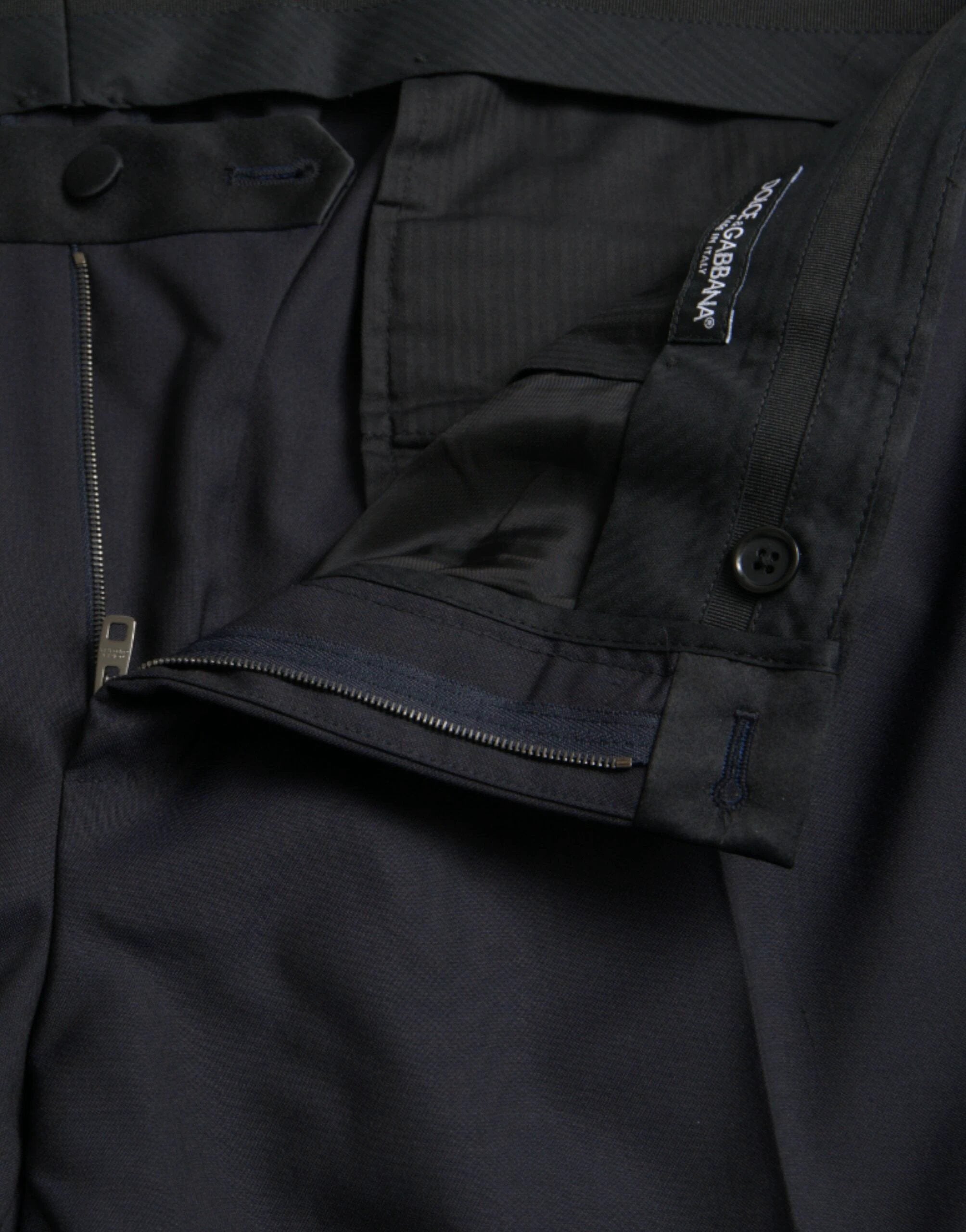 Dolce & Gabbana Blue Wool Men Skinny Dress Pants by Dolce & Gabbana