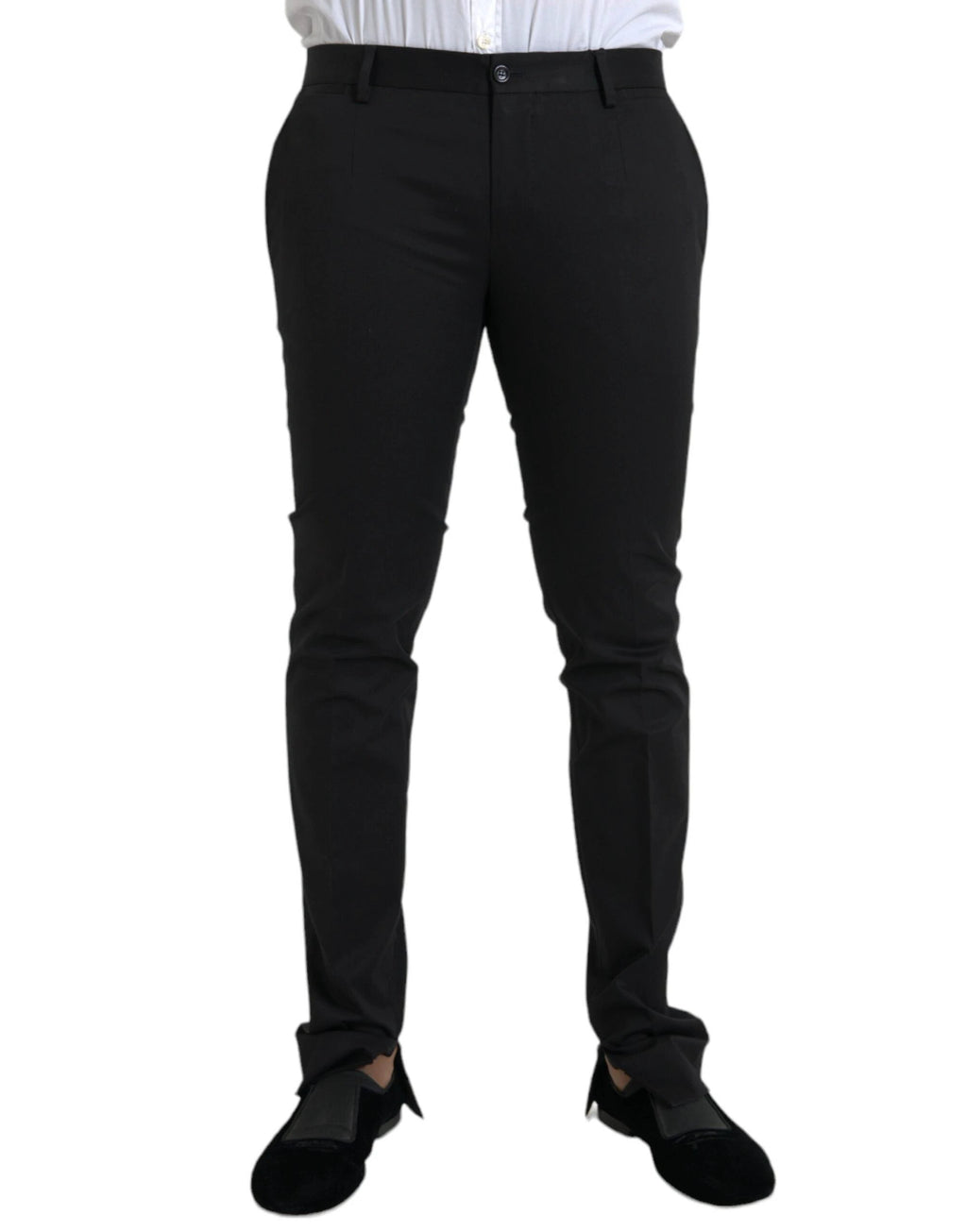 Pantalon habillé skinny en coton stretch noir Dolce &amp; Gabbana