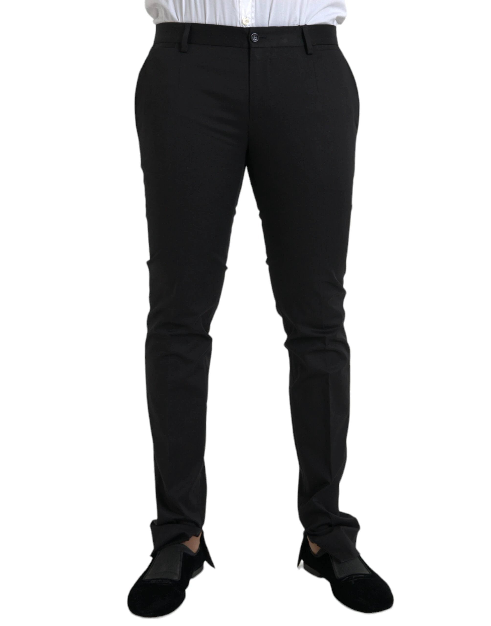 Pantalon habillé skinny en coton stretch noir Dolce &amp; Gabbana