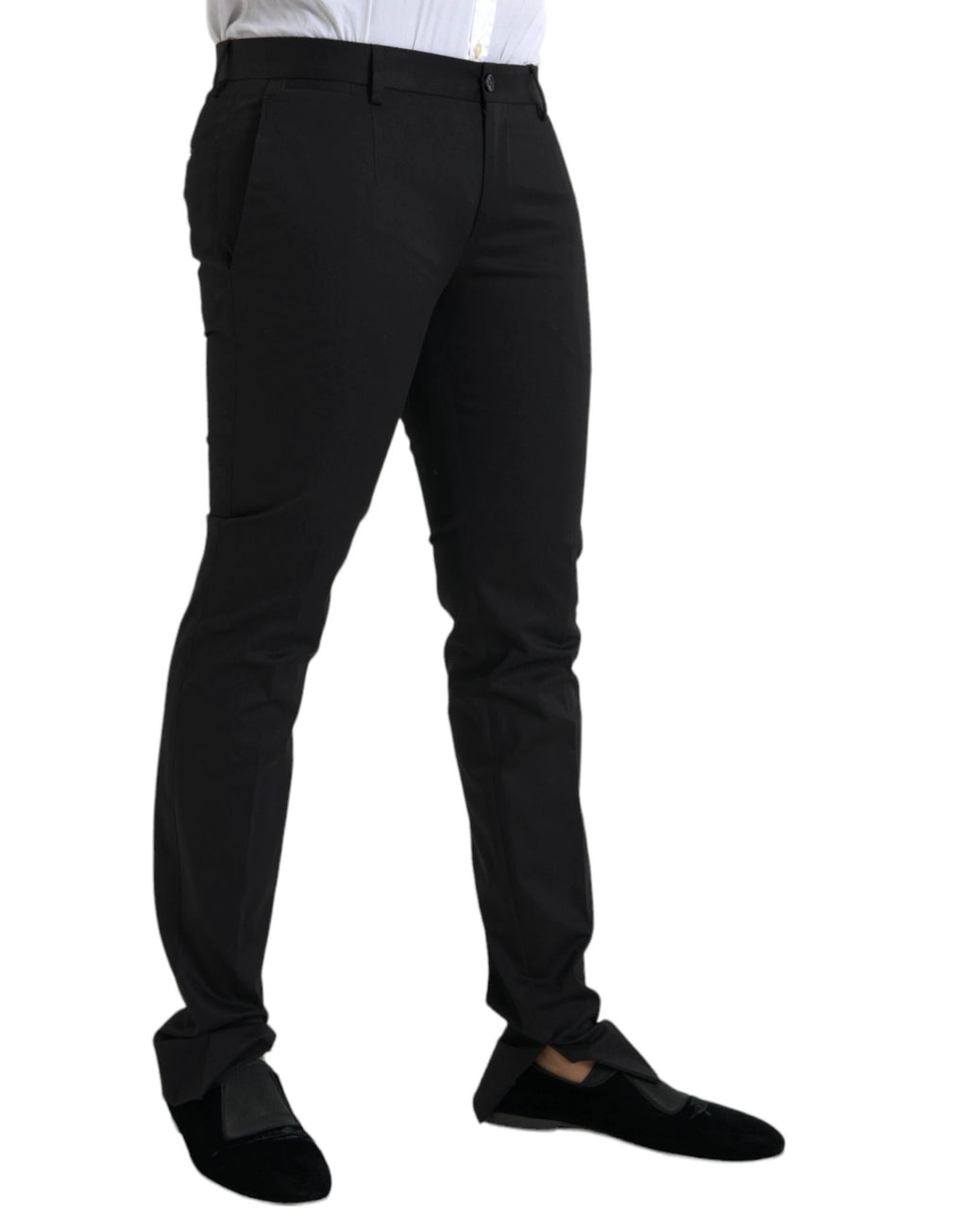 Pantalon habillé skinny en coton stretch noir Dolce &amp; Gabbana