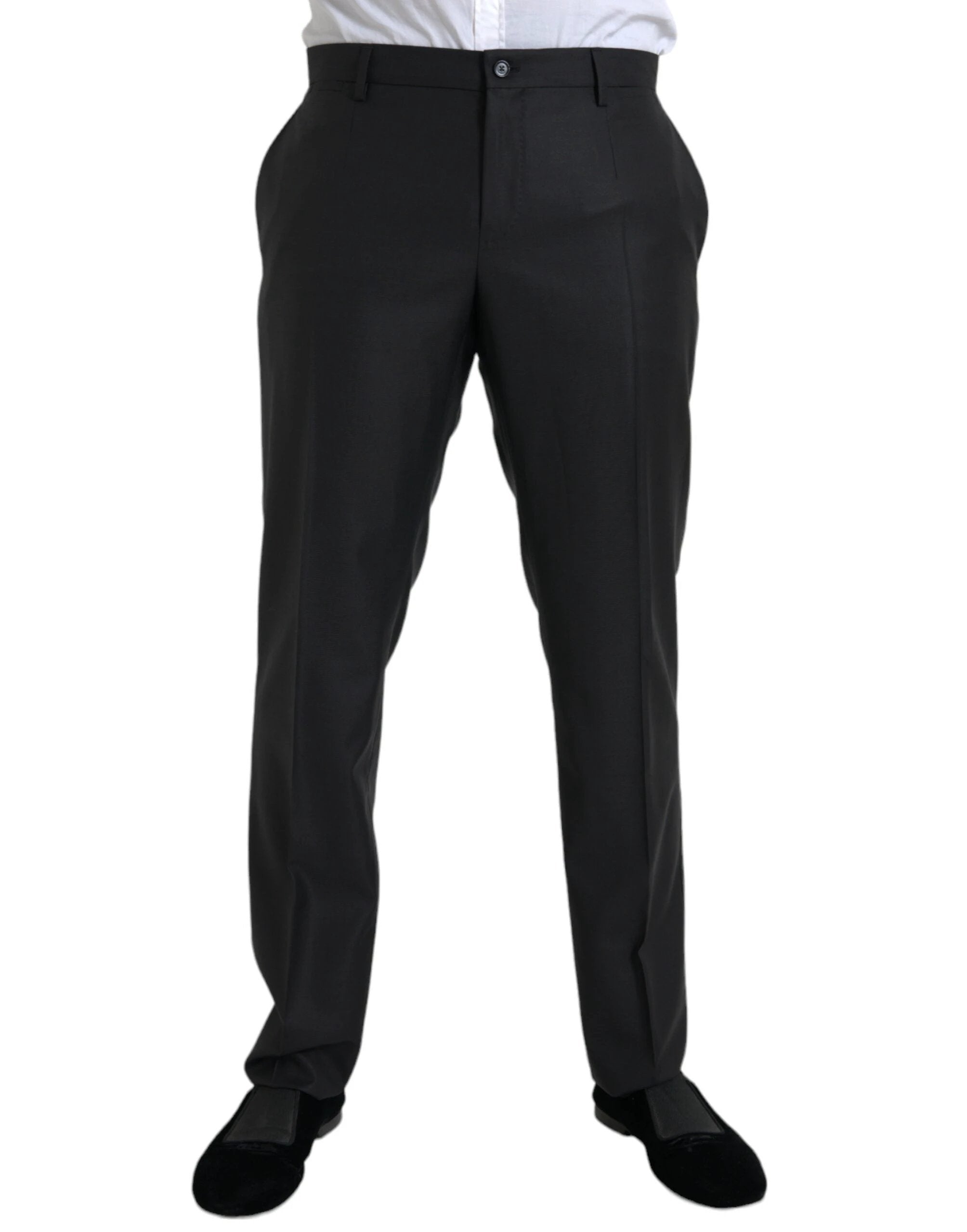 Dolce & Gabbana Black Wool Silk Skinny Dress Pants by Dolce & Gabbana