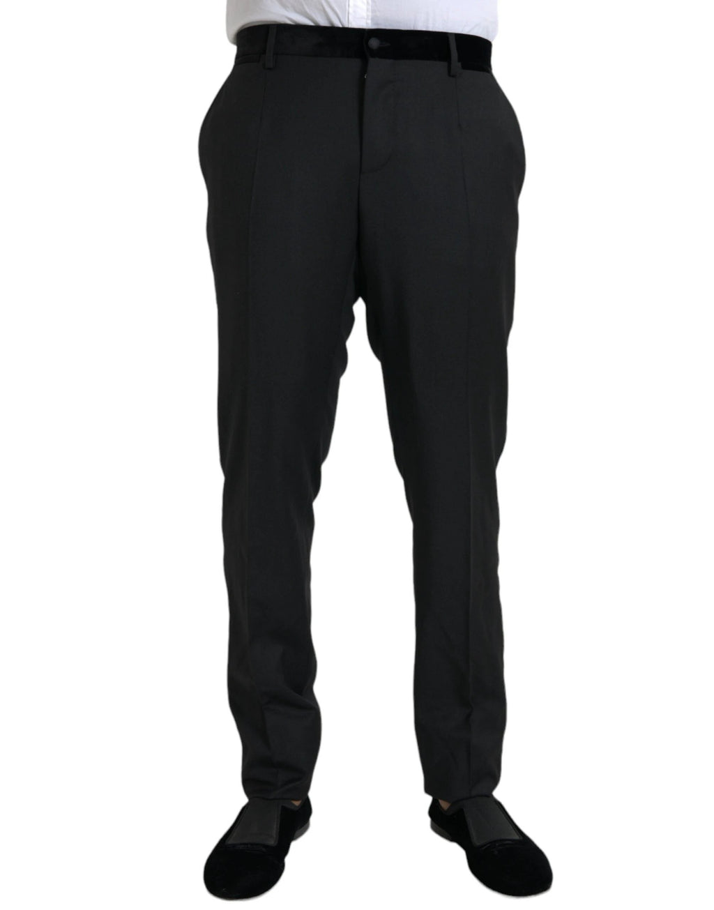 Dolce & Gabbana Black Silk Men Skinny Dress Pants by Dolce & Gabbana