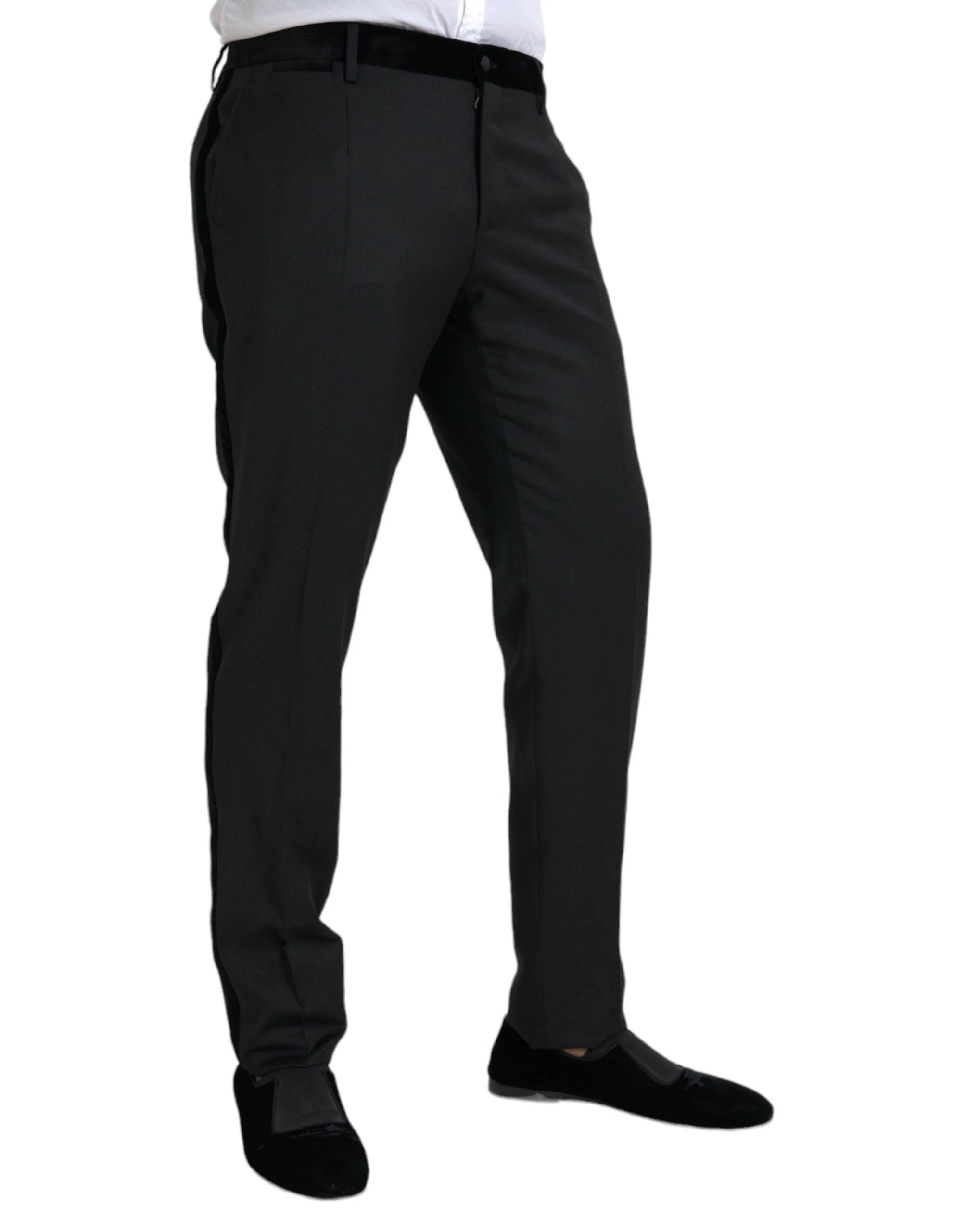 Dolce & Gabbana Black Silk Men Skinny Dress Pants by Dolce & Gabbana