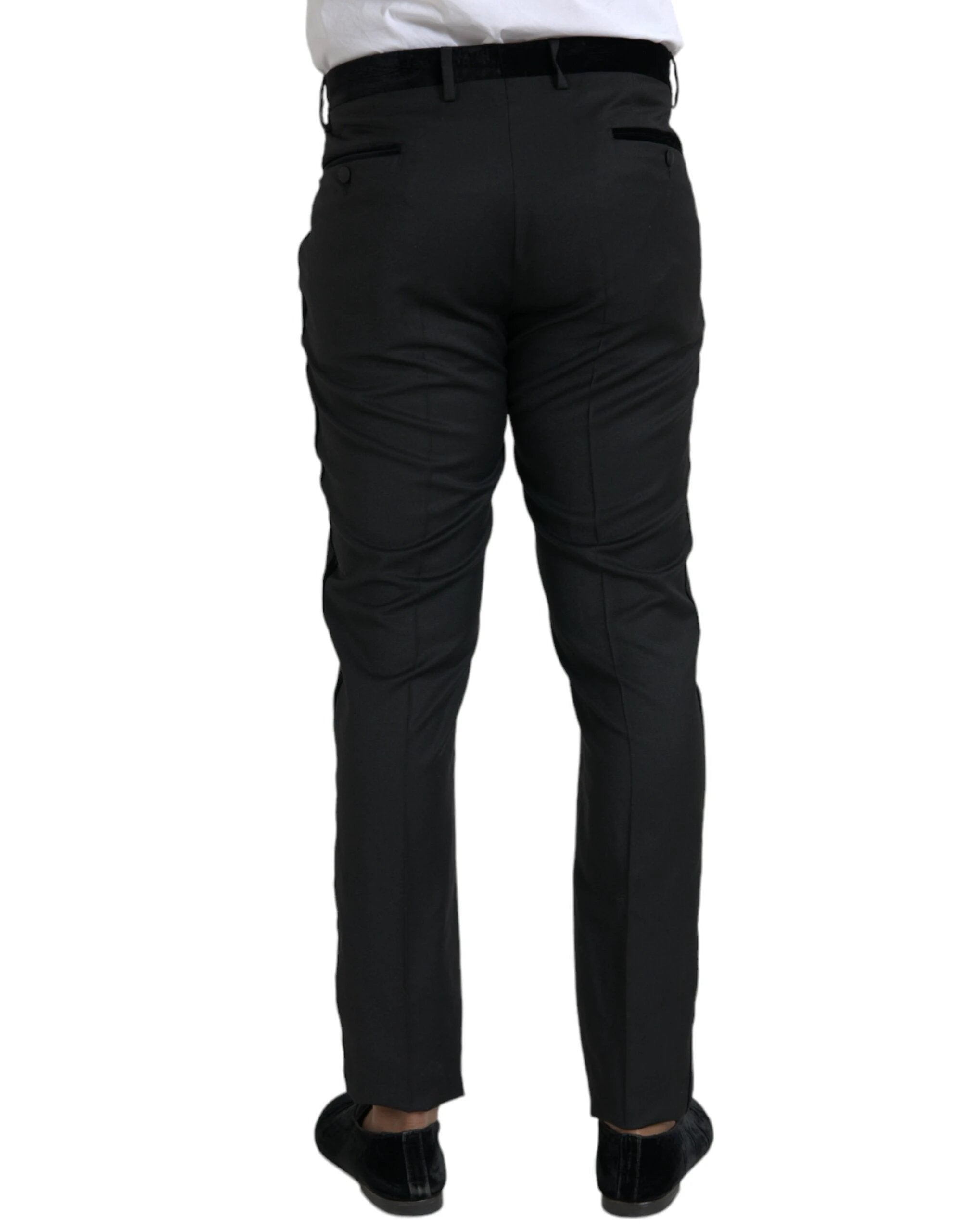 Dolce & Gabbana Black Silk Men Skinny Dress Pants by Dolce & Gabbana