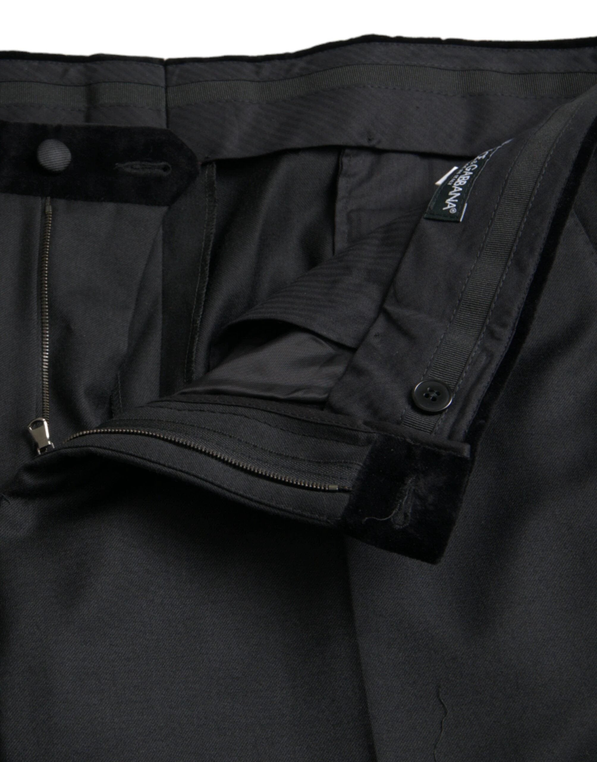 Dolce & Gabbana Black Silk Men Skinny Dress Pants by Dolce & Gabbana