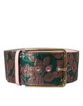 Dolce & Gabbana Multicolor Floral Jacquard Lurex Gold Buckle Belt by Dolce & Gabbana