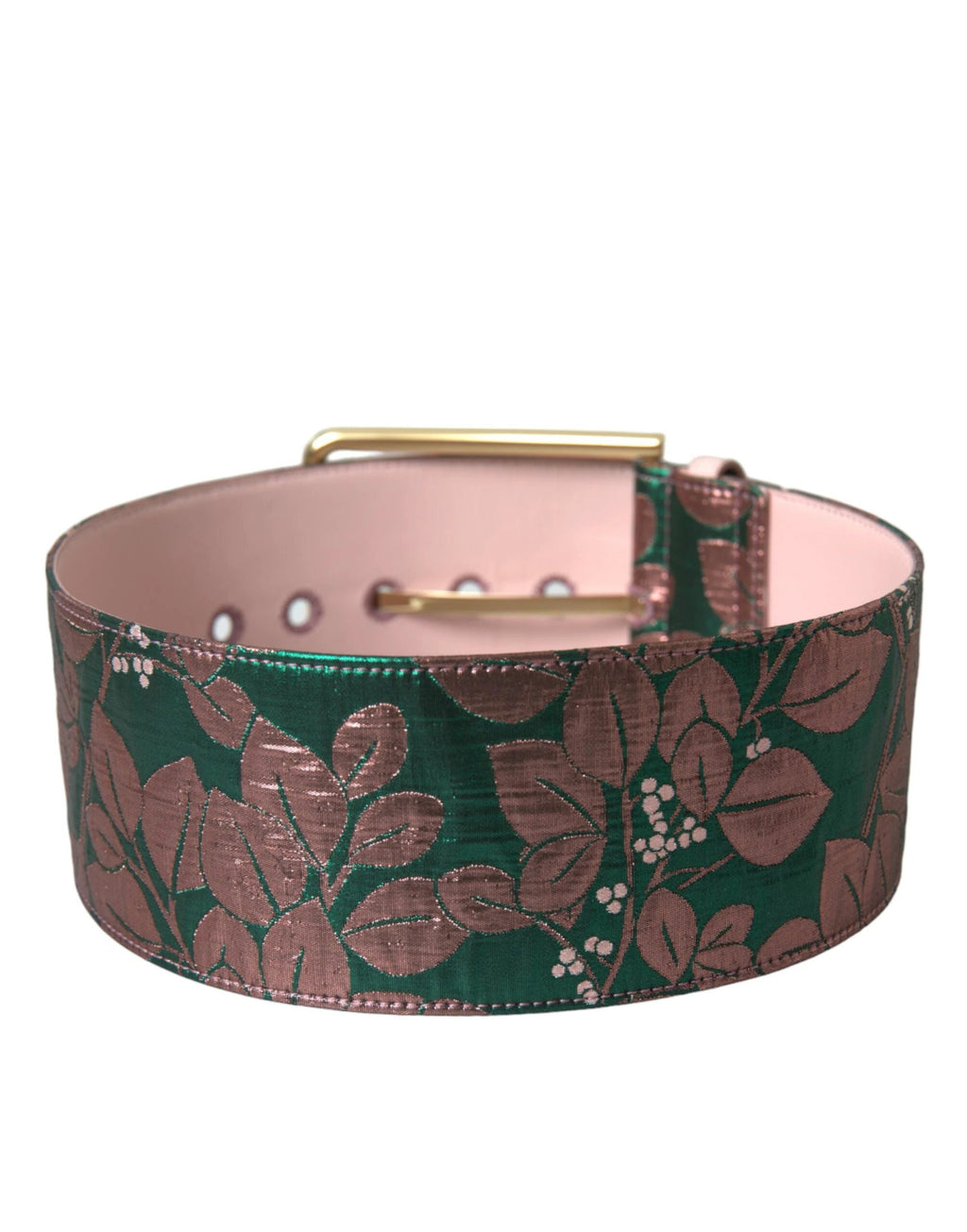 Dolce & Gabbana Multicolor Floral Jacquard Lurex Gold Buckle Belt by Dolce & Gabbana