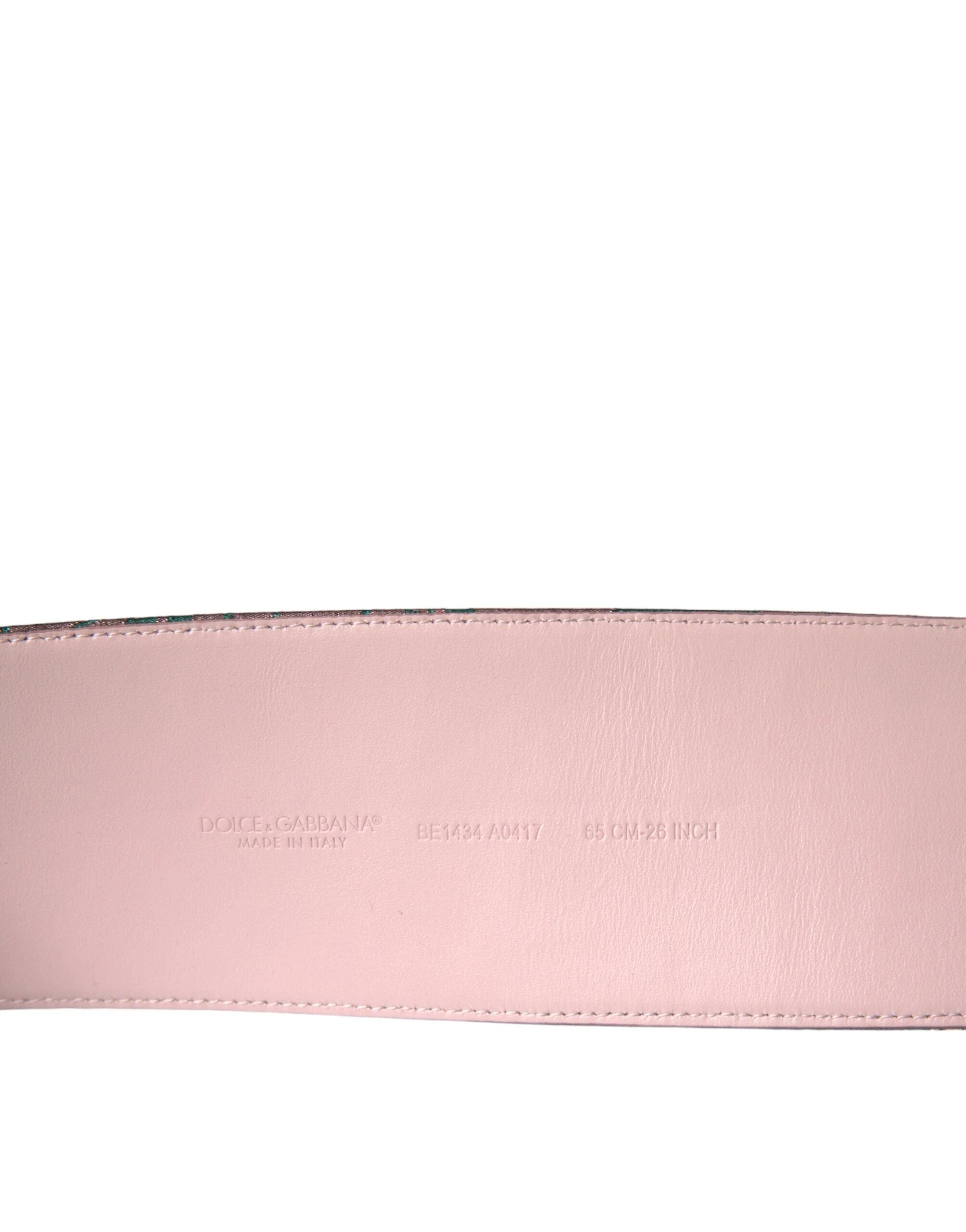 Dolce & Gabbana Multicolor Floral Jacquard Lurex Gold Buckle Belt by Dolce & Gabbana