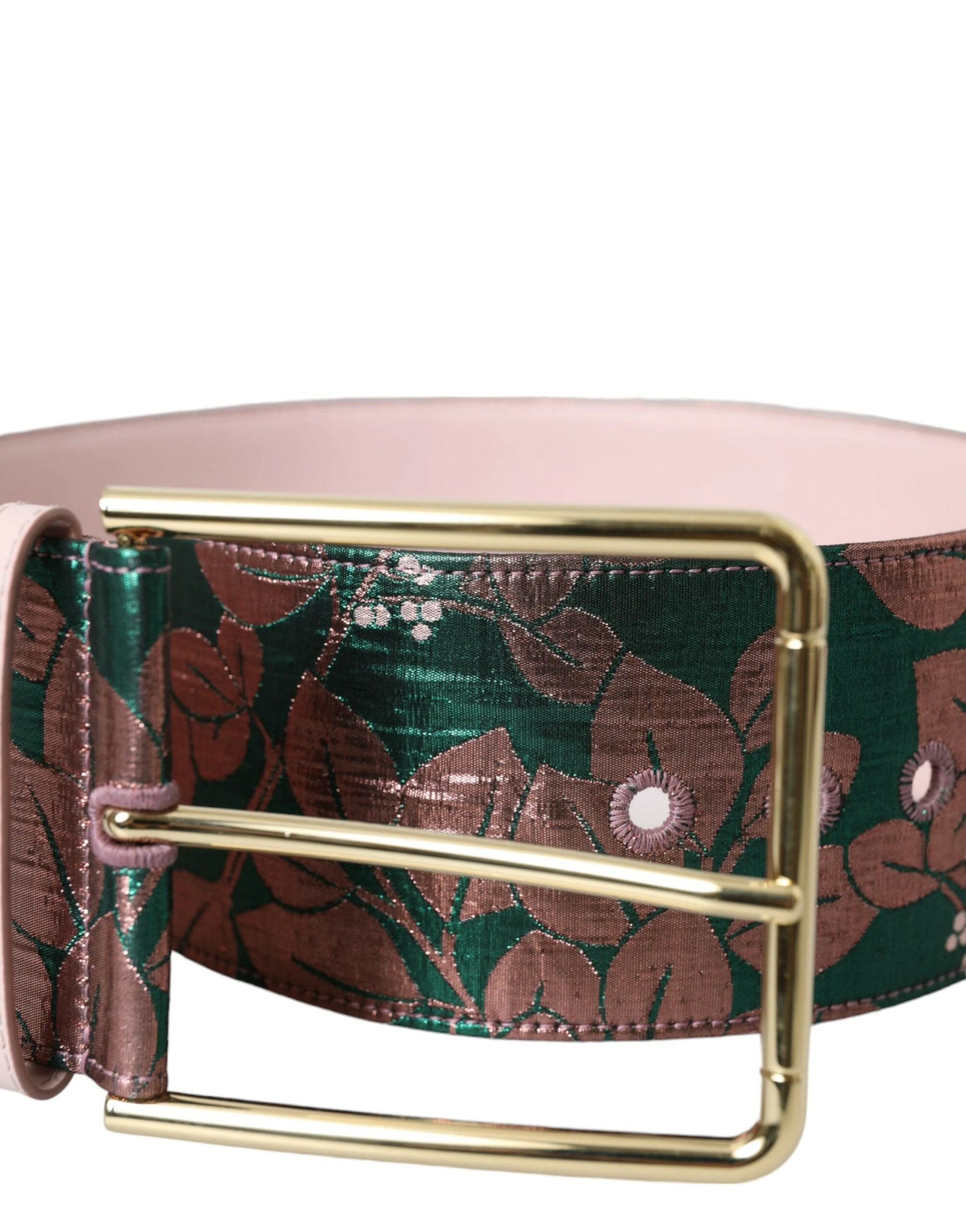 Dolce & Gabbana Multicolor Floral Jacquard Lurex Gold Buckle Belt by Dolce & Gabbana