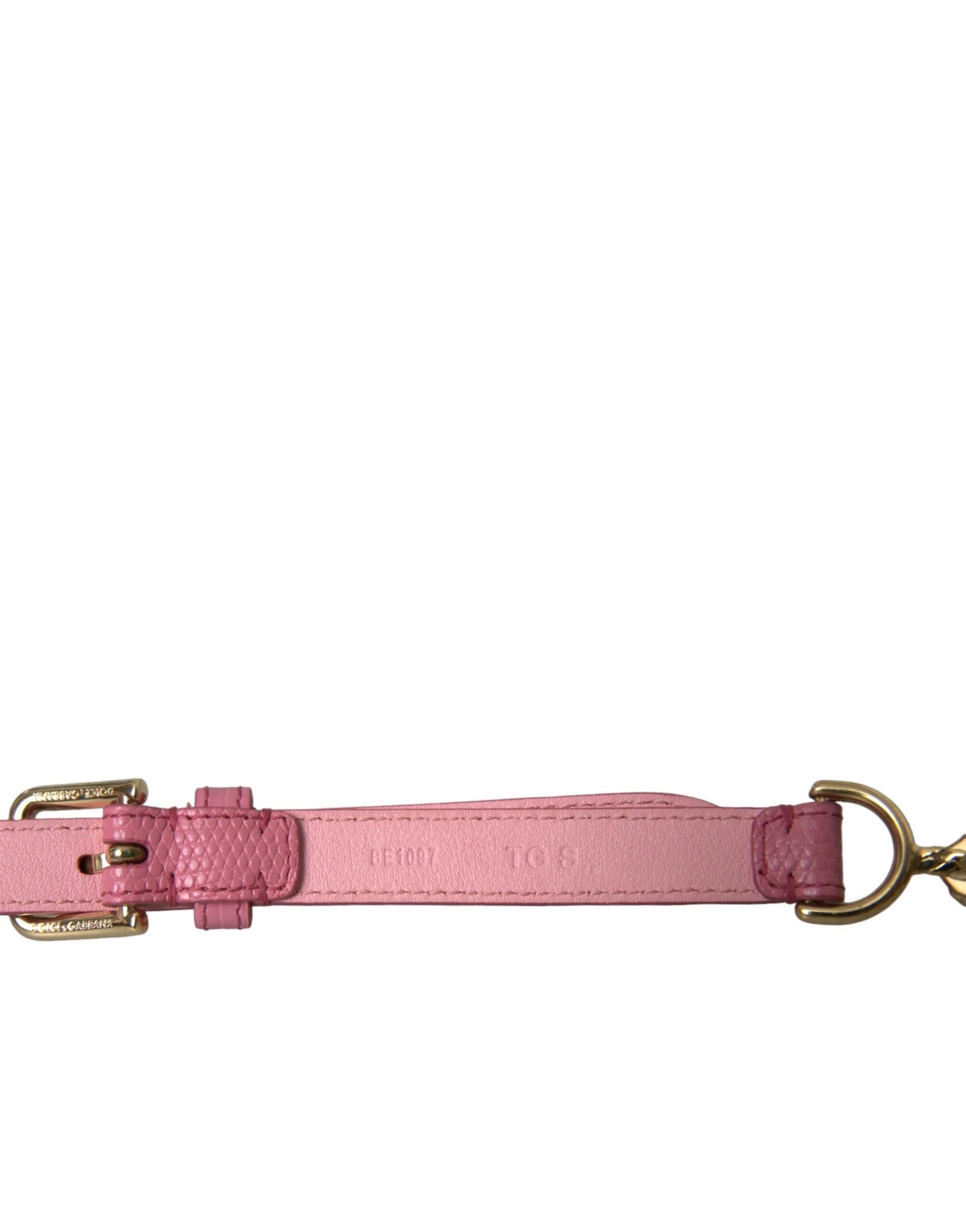 Dolce & Gabbana Pink Leather Crystal Chain Embellished Belt by Dolce & Gabbana