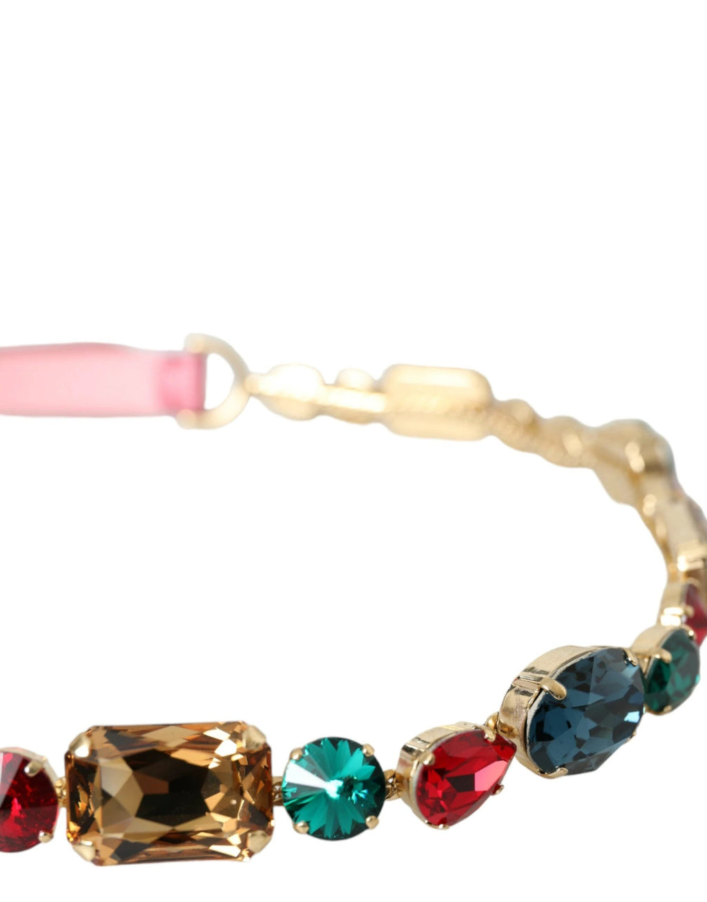 Dolce & Gabbana Pink Leather Crystal Chain Embellished Belt by Dolce & Gabbana