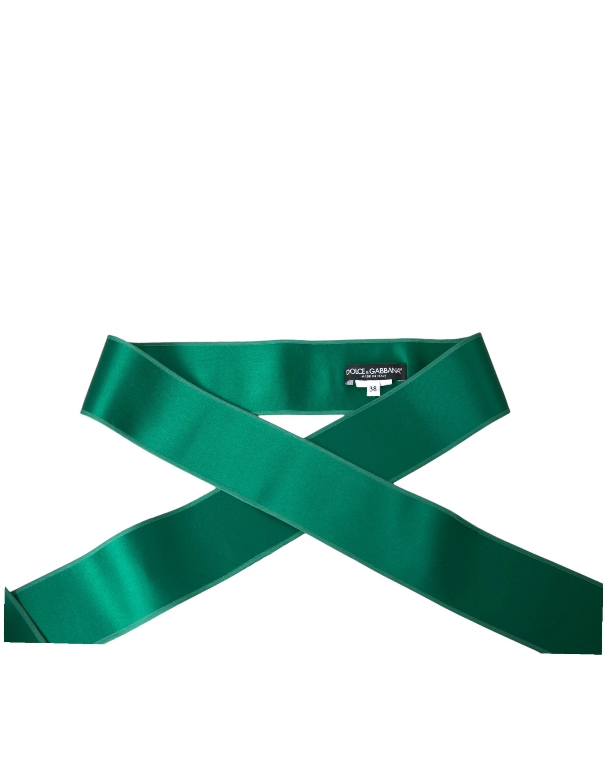Dolce & Gabbana Green Silk Satin Waist Women Belt by Dolce & Gabbana