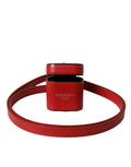 Dolce & Gabbana Red Calfskin Leather Logo Print Strap Men Airpods Case by Dolce & Gabbana