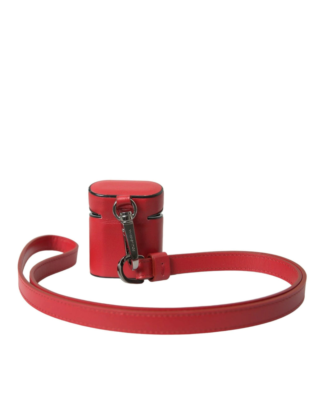 Dolce & Gabbana Red Calfskin Leather Logo Print Strap Men Airpods Case by Dolce & Gabbana