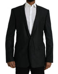 Dolce & Gabbana Black Wool Notch SingleBreasted Coat Blazer by Dolce & Gabbana