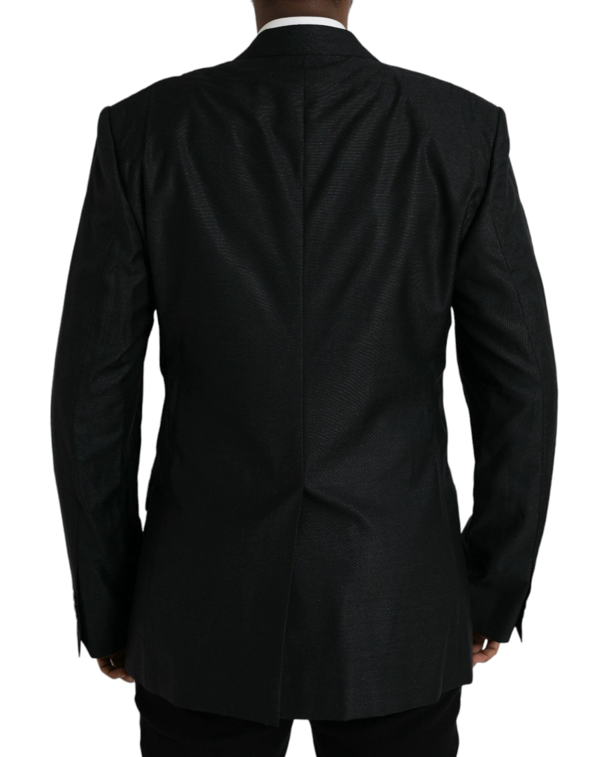 Dolce & Gabbana Black Wool Notch SingleBreasted Coat Blazer by Dolce & Gabbana
