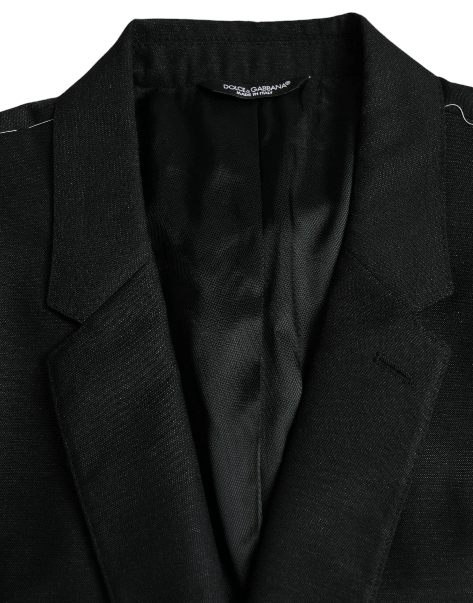 Dolce & Gabbana Black Wool Notch SingleBreasted Coat Blazer by Dolce & Gabbana