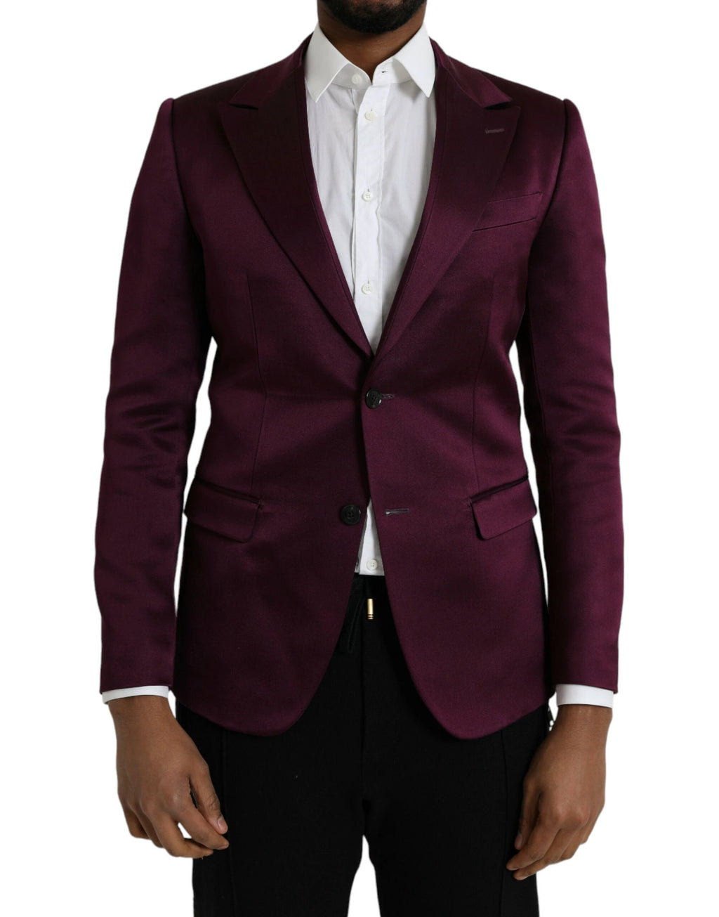 Dolce & Gabbana Maroon Silk Single Breasted Coat Blazer by Dolce & Gabbana