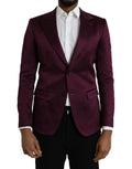 Dolce & Gabbana Maroon Silk Single Breasted Coat Blazer by Dolce & Gabbana